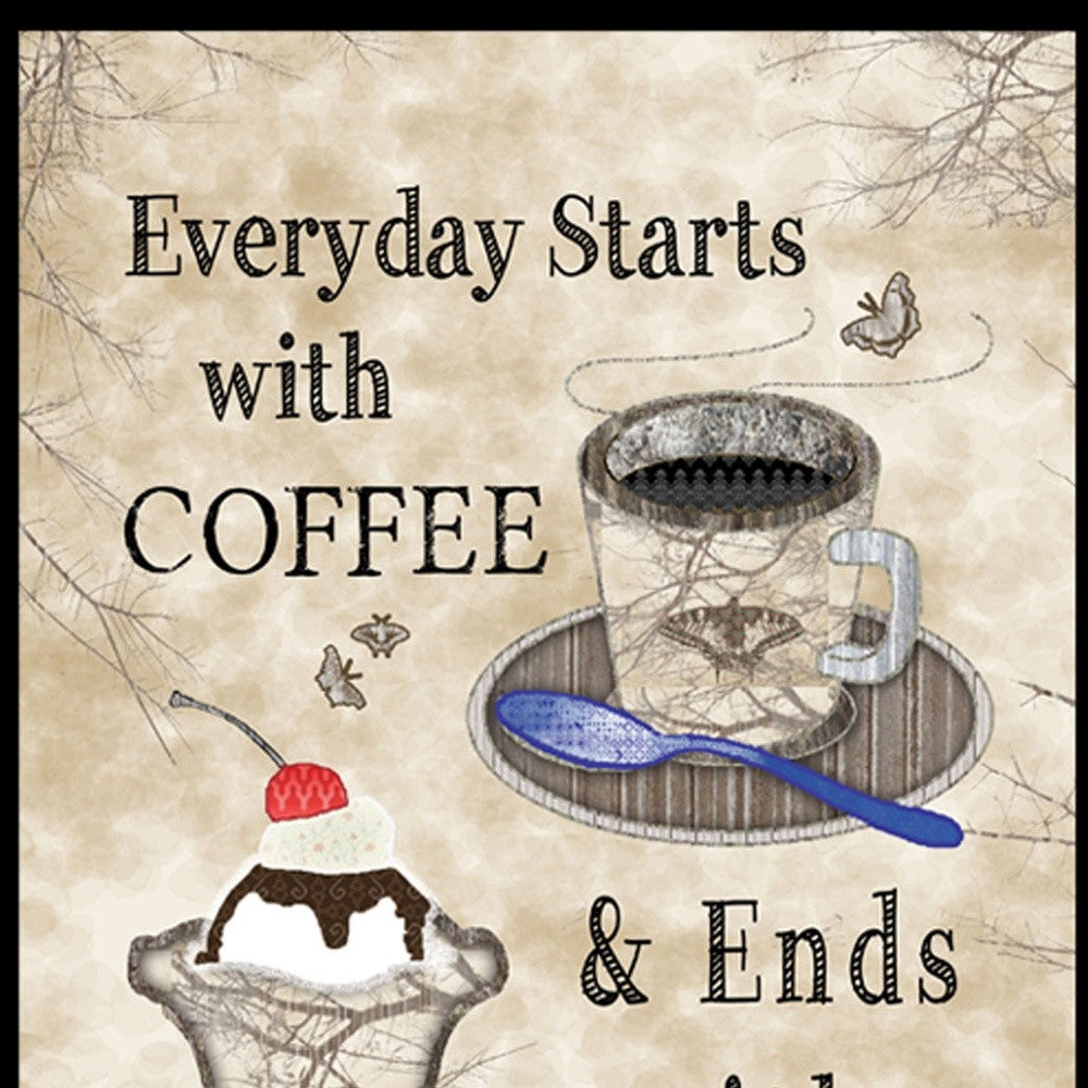 Everyday Starts with Coffee 4 Black Framed Print Kitchen Wall Art - Home Decor