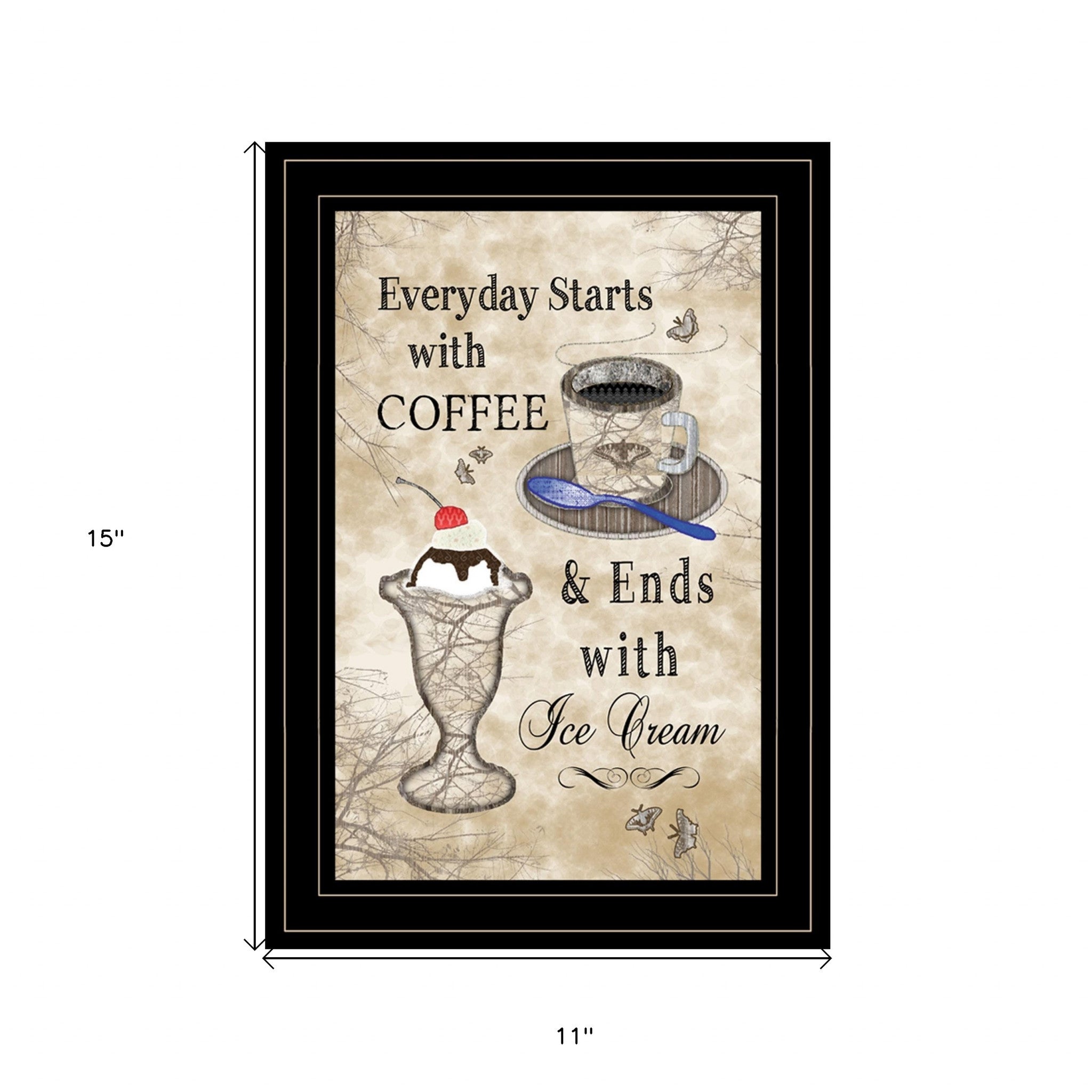 Everyday Starts with Coffee 4 Black Framed Print Kitchen Wall Art - Home Decor