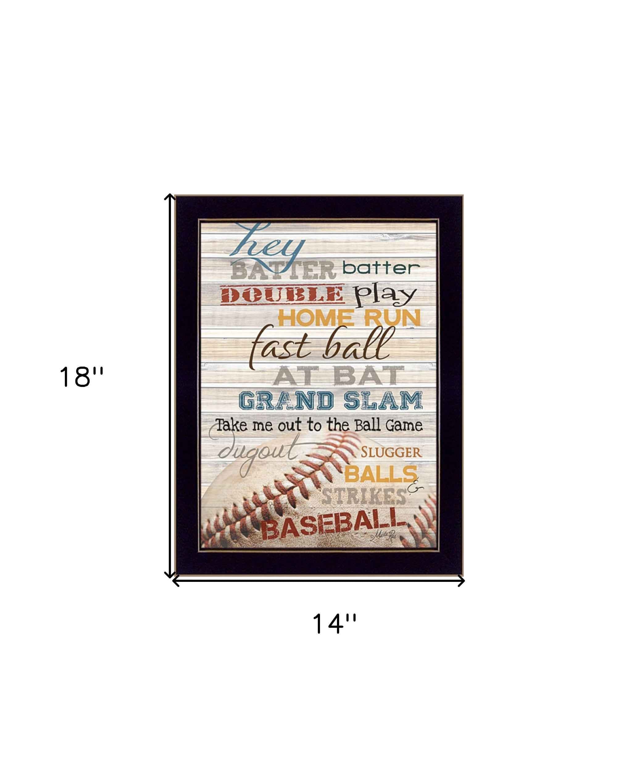 Hey Batter Batter 3 Black Framed Print Wall Art