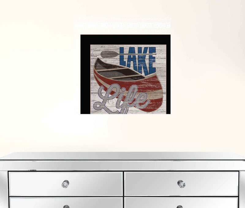 Lake Life Canoe 1 Black Framed Print Wall Art