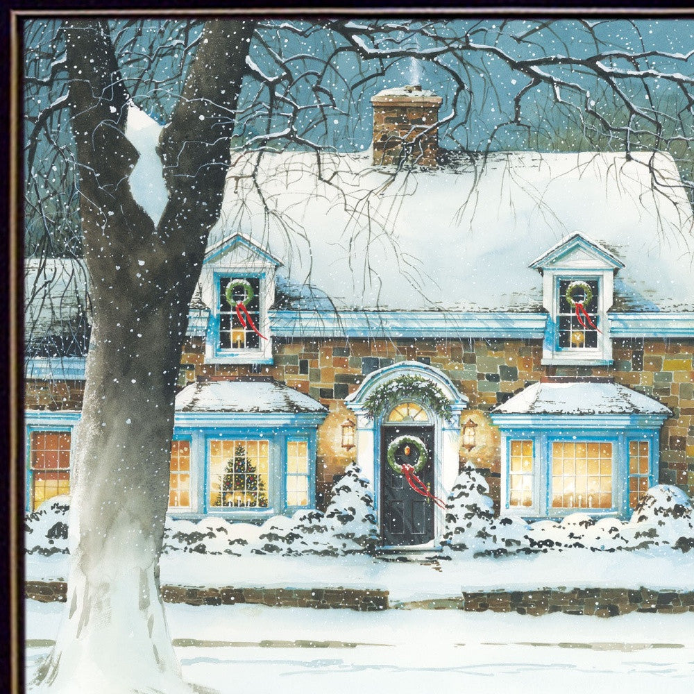 Snow Softly Falling 2 Black Framed Print Wall Art - Home Decor