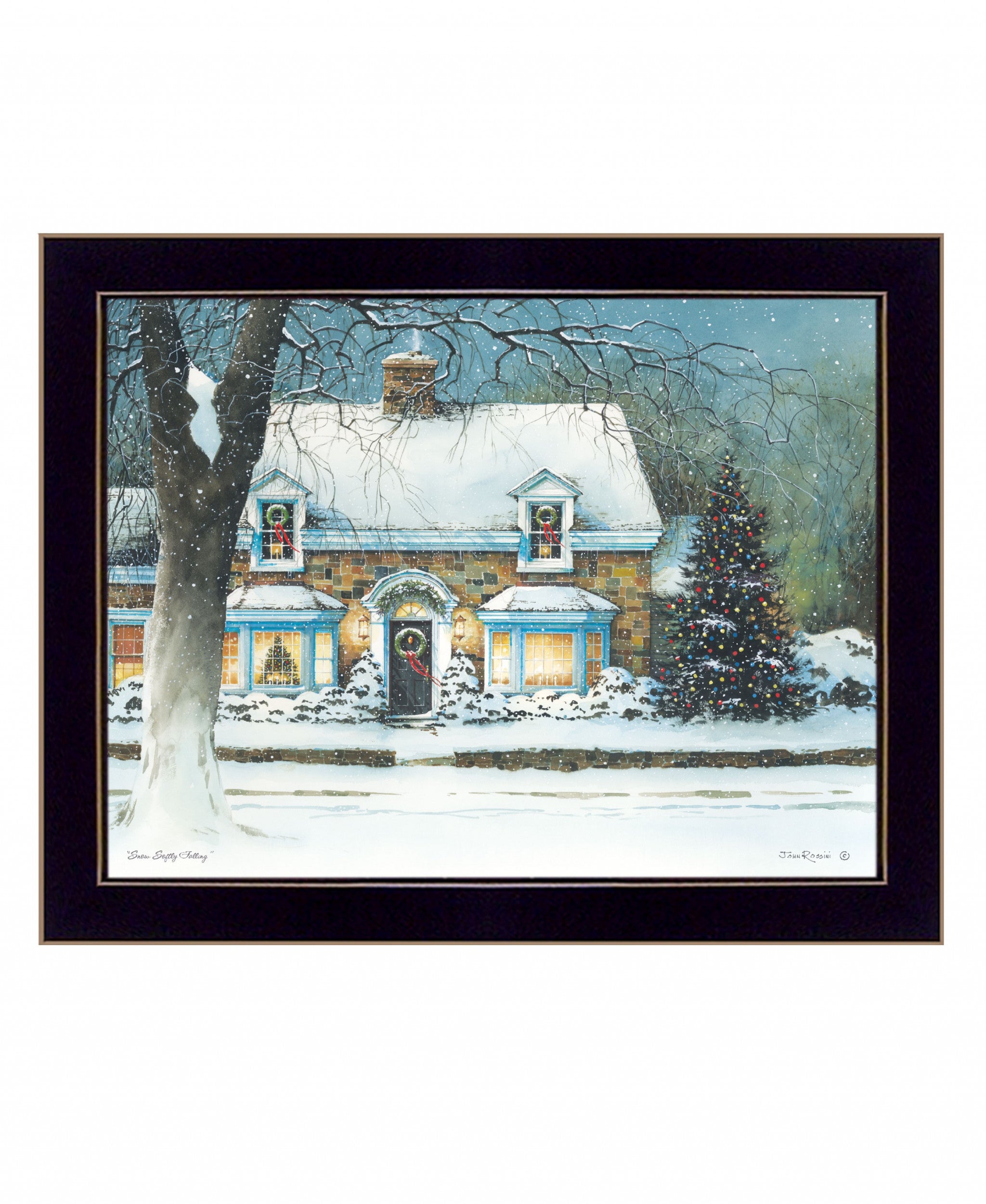 Snow Softly Falling 2 Black Framed Print Wall Art - Home Decor