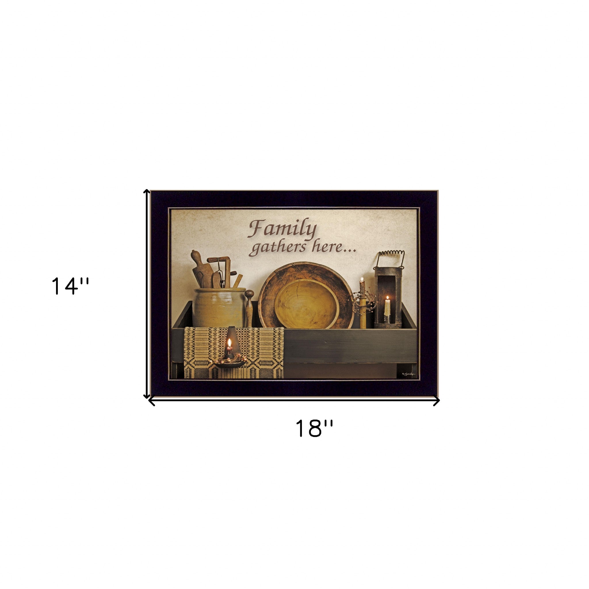 Family Gather Here 1 Black Framed Print Kitchen Wall Art - Home Decor