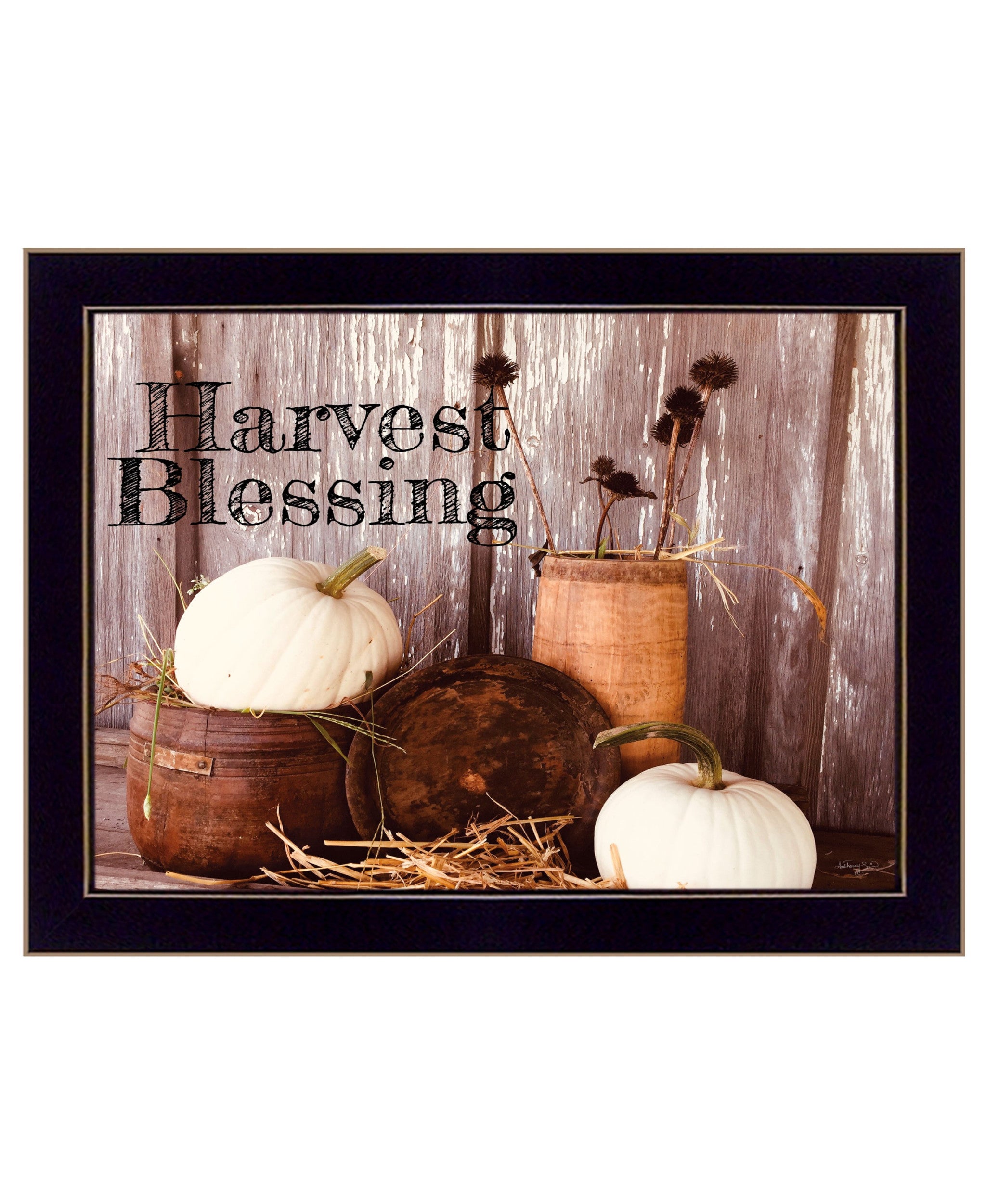 Harvest Blessings 3 Black Framed Print Kitchen Wall Art - Home Decor