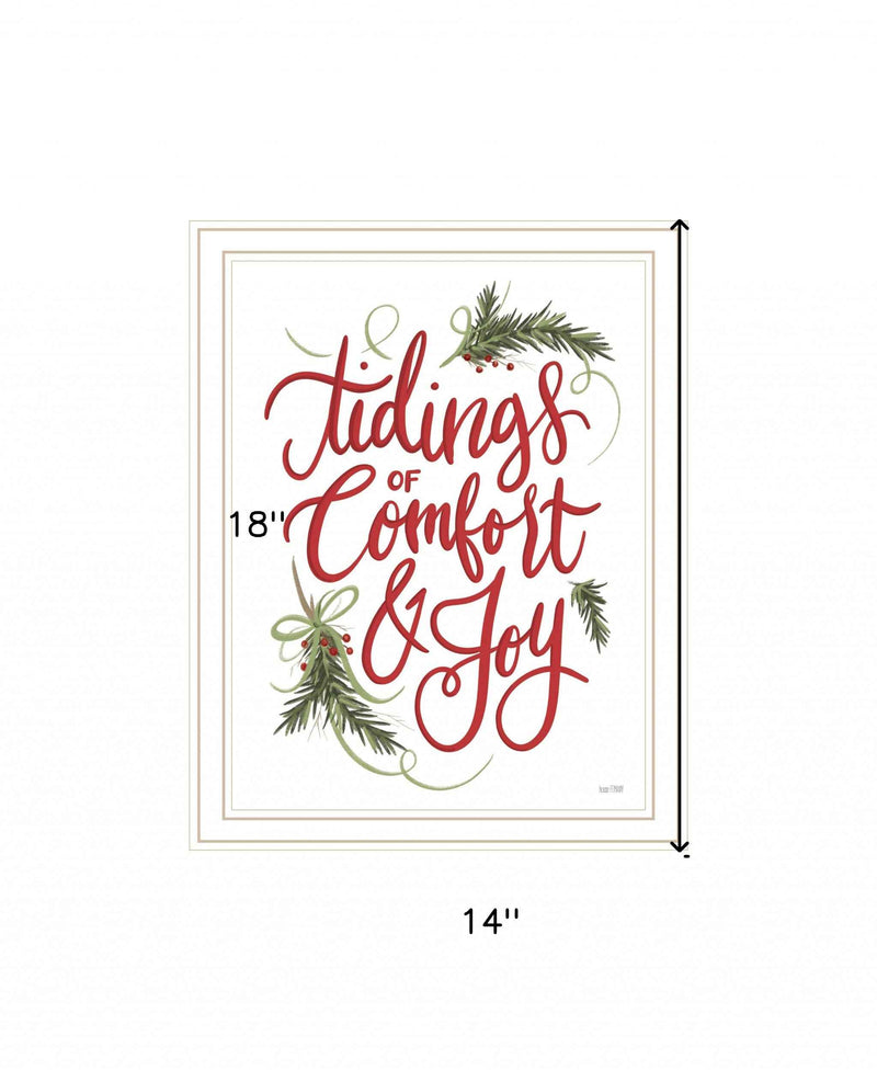 Tidings Of Comfort & Joy 1 White Framed Print Wall Art