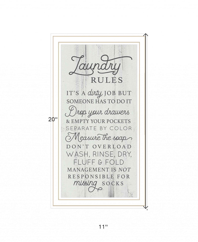 Laundry Rules 2 White Framed Print Wall Art