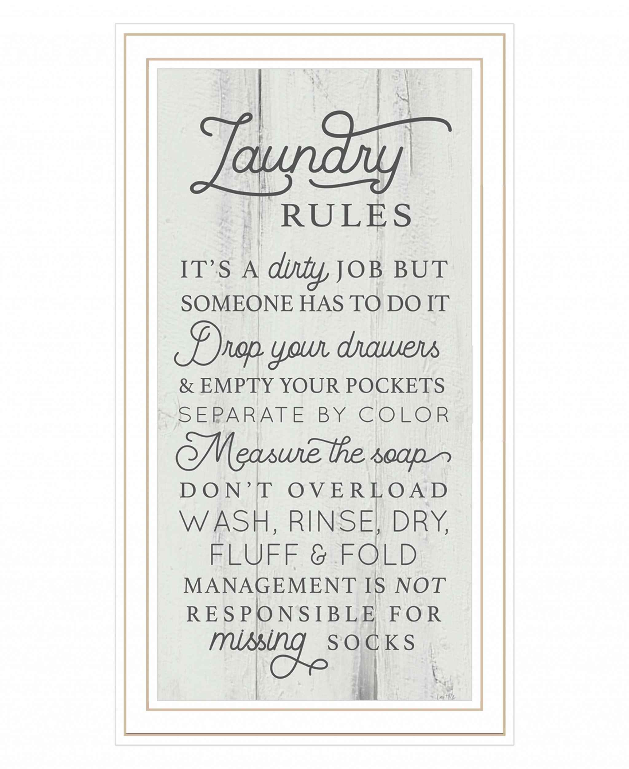 Laundry Rules 2 White Framed Print Wall Art