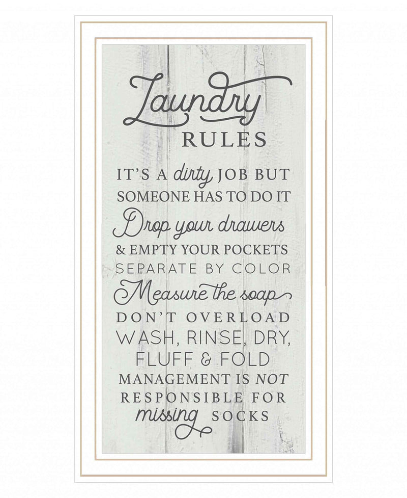 Laundry Rules 2 White Framed Print Wall Art
