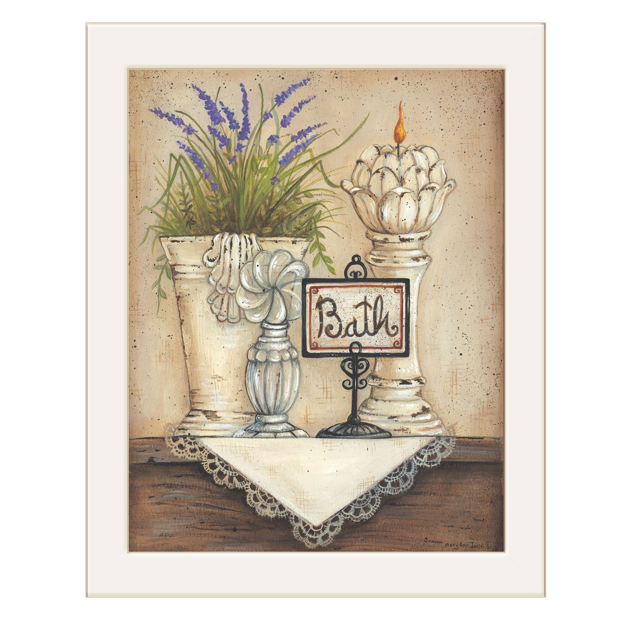 Bath 1 White Framed Print Bathroom Wall Art - Home Decor