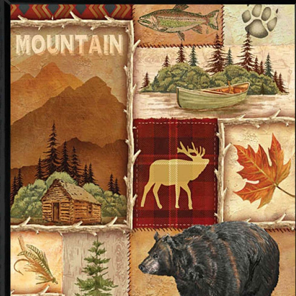 Lodge Collage I Black Framed Print Wall Art - Home Decor