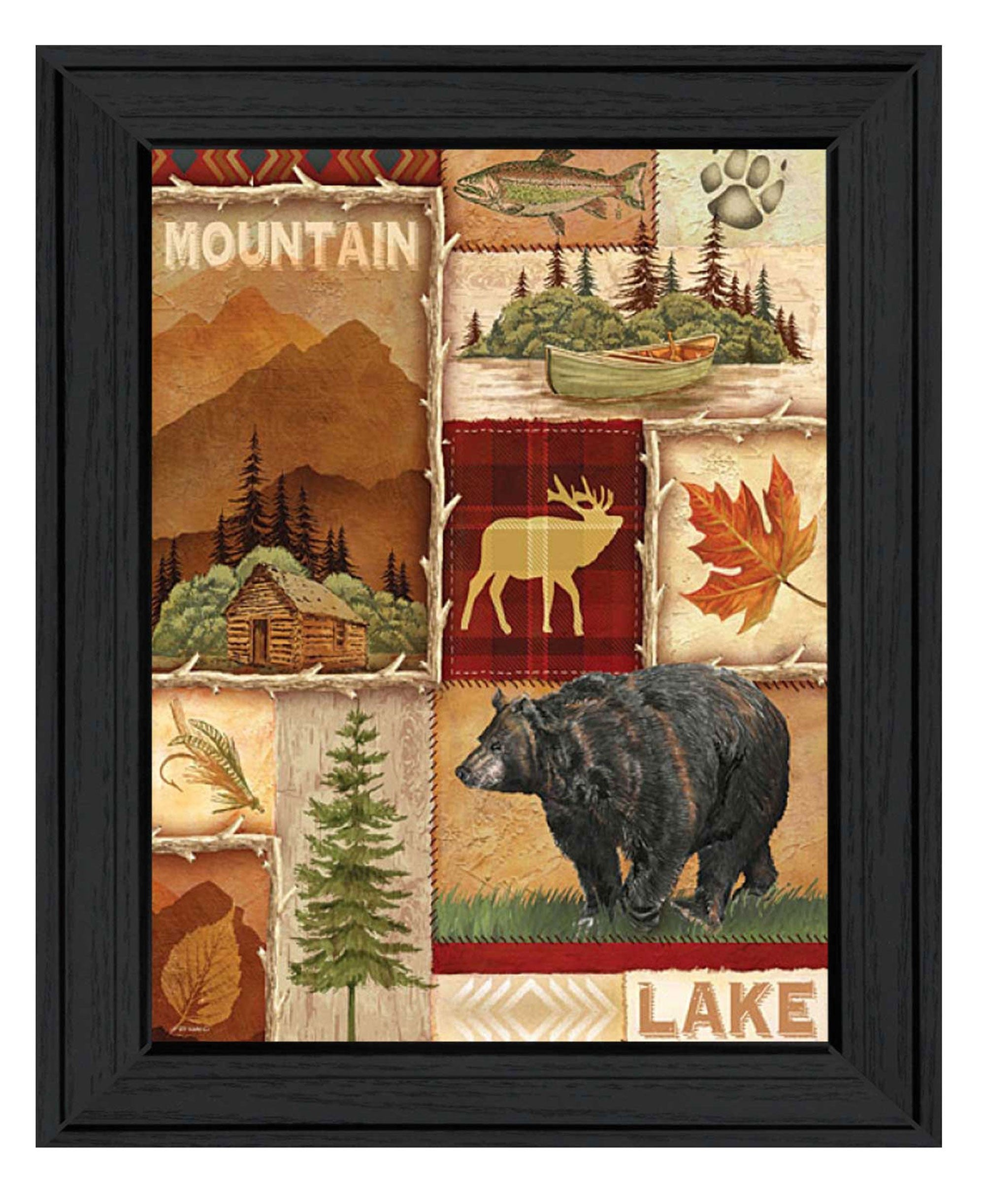 Lodge Collage I Black Framed Print Wall Art - Home Decor