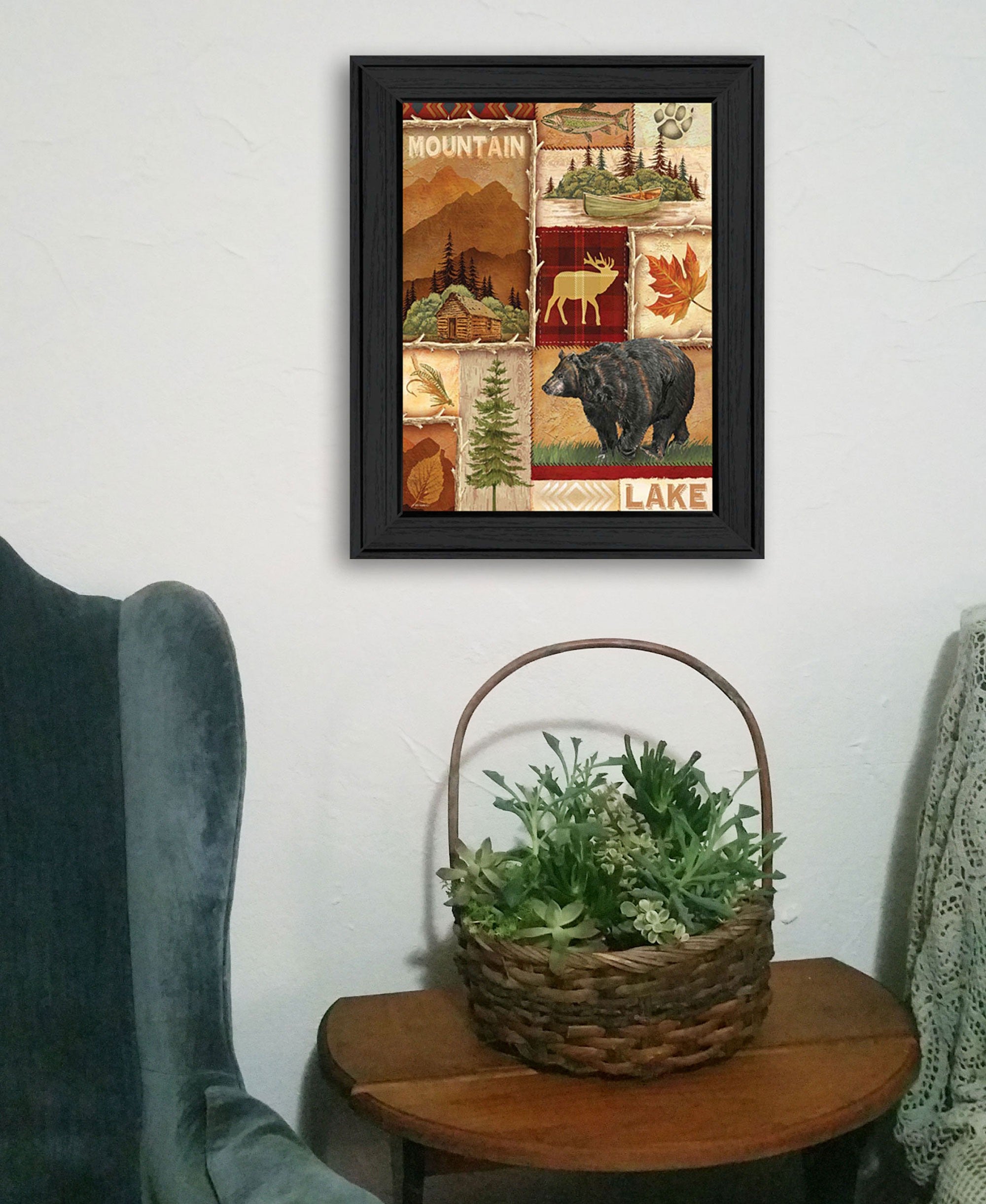 Lodge Collage I Black Framed Print Wall Art - Home Decor