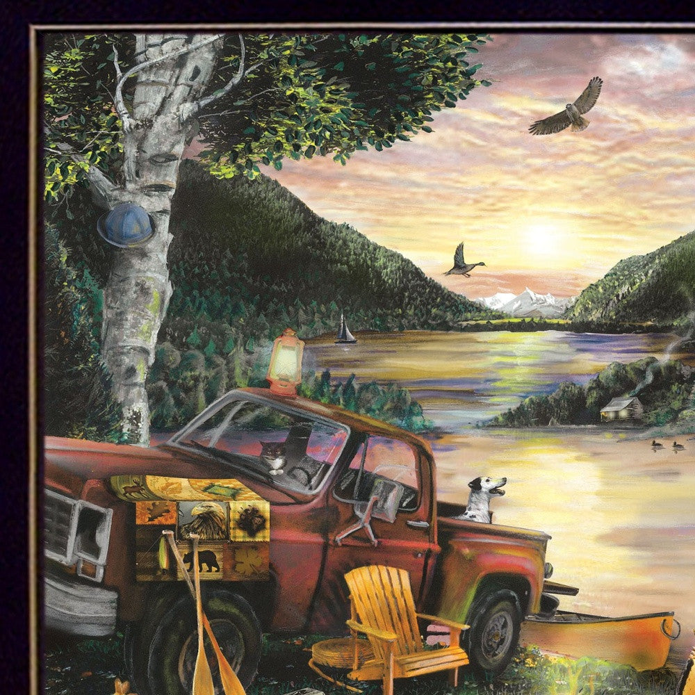 Lakefront Camping I 1 Black Framed Print Wall Art - Home Decor