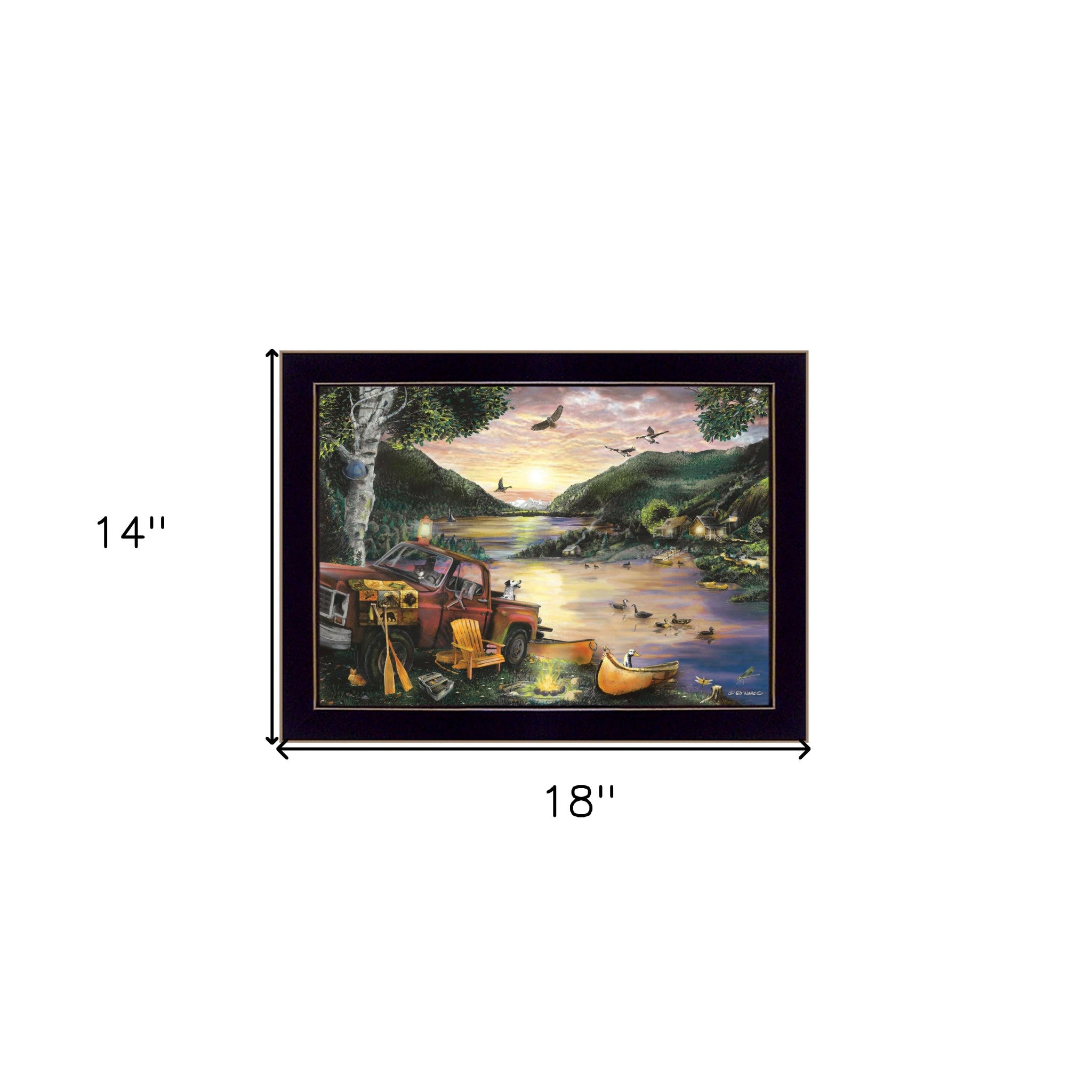 Lakefront Camping I 1 Black Framed Print Wall Art - Home Decor