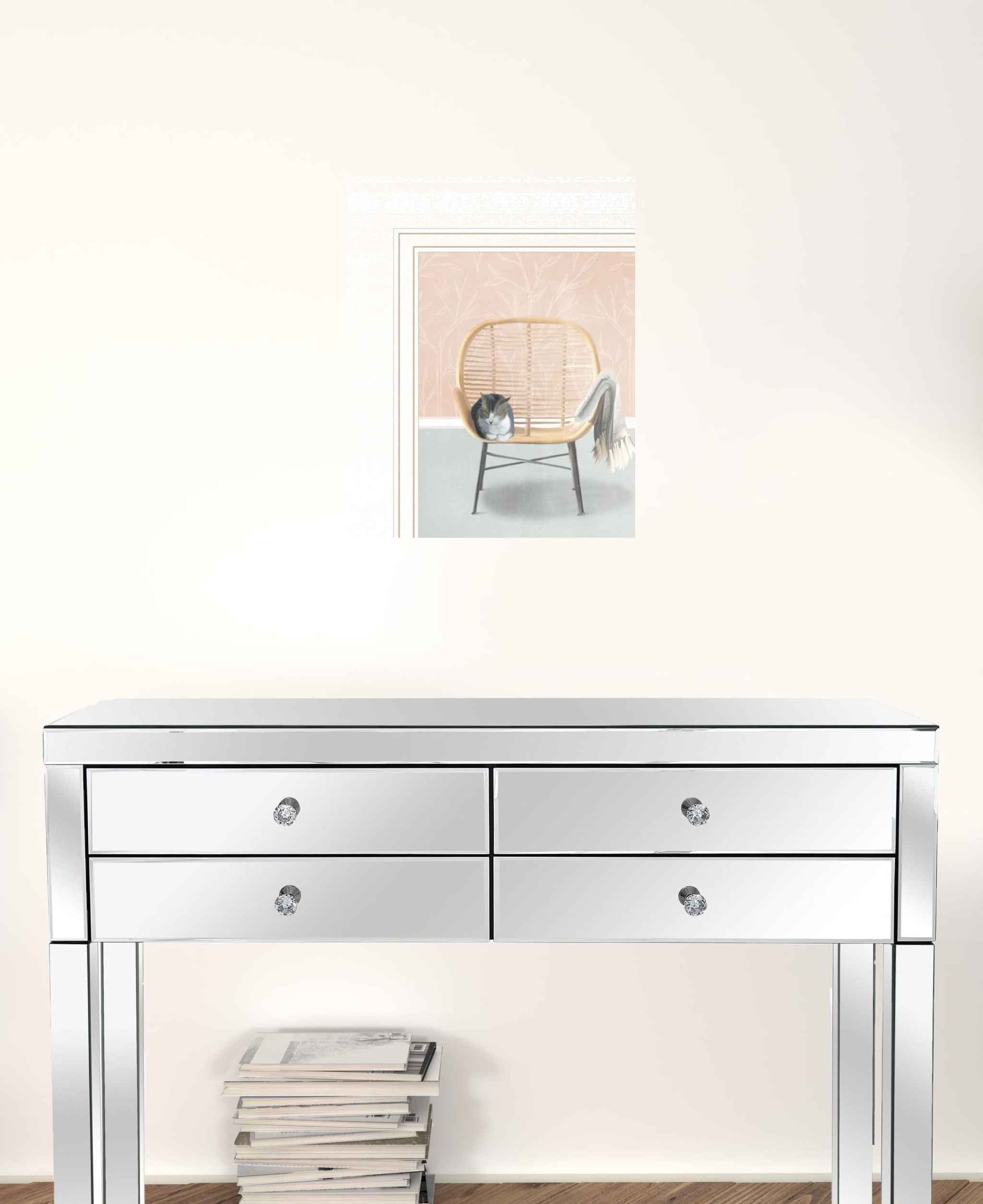 Happy Cat 2 White Framed Print Wall Art