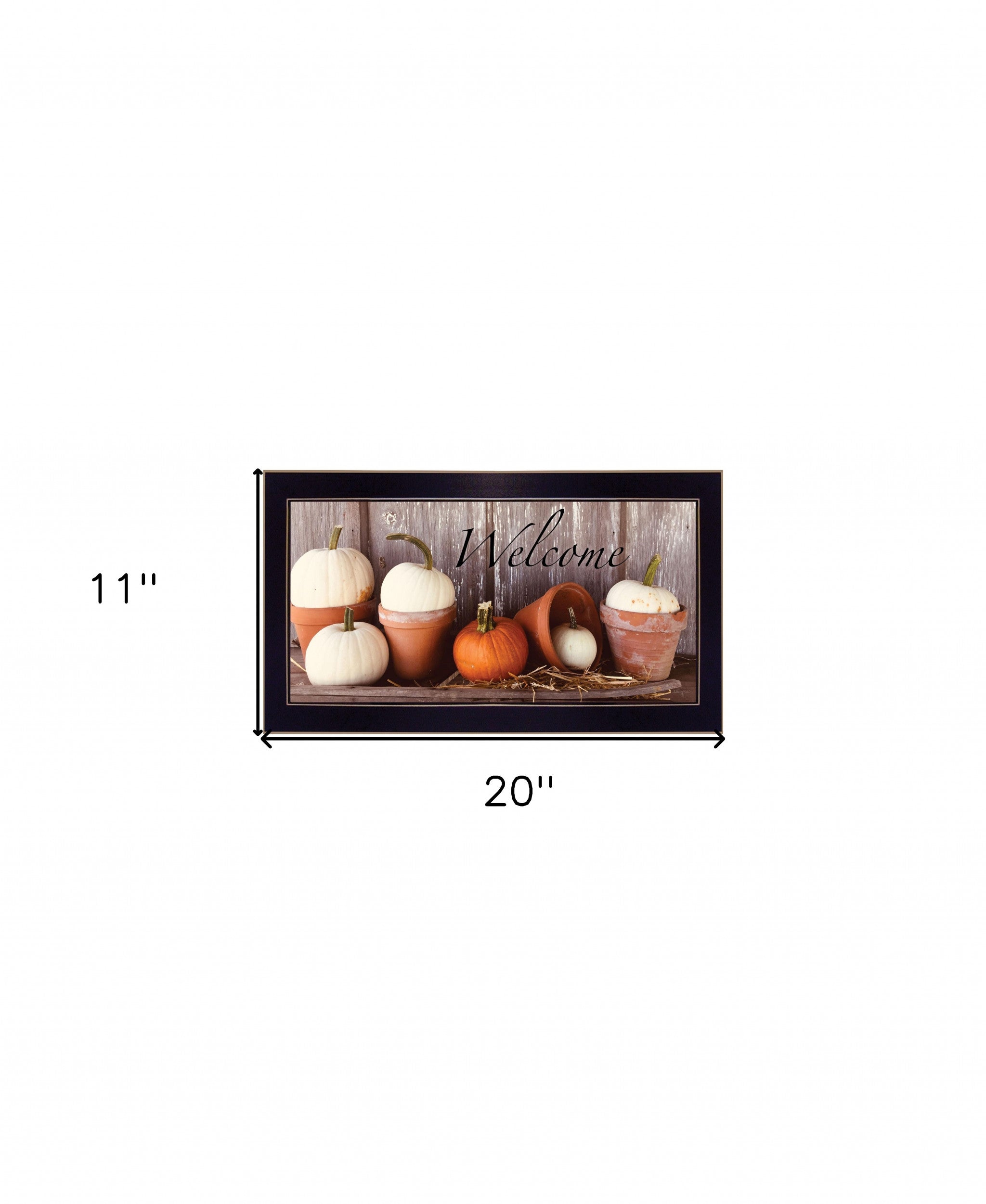 Pumpkins Welcome Sign Black Framed Print Wall Art - Home Decor
