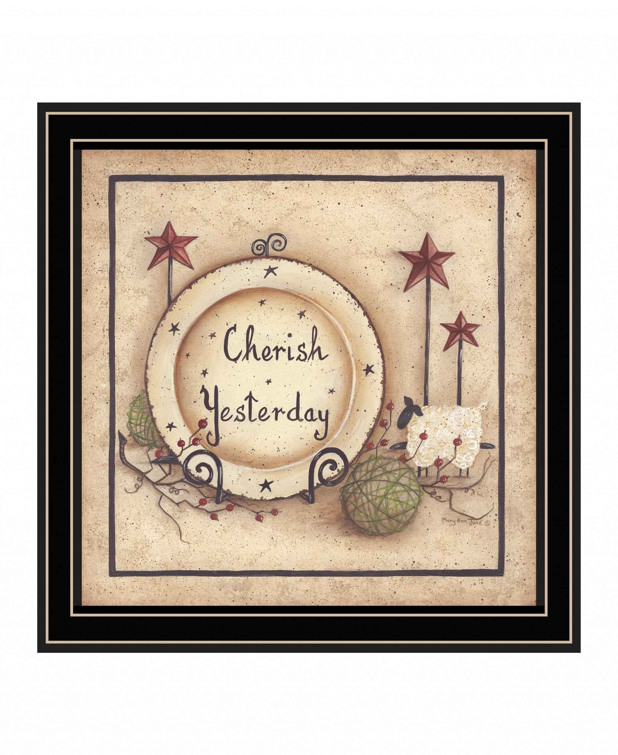 Cherish Yesterday 2 Black Framed Print Wall Art