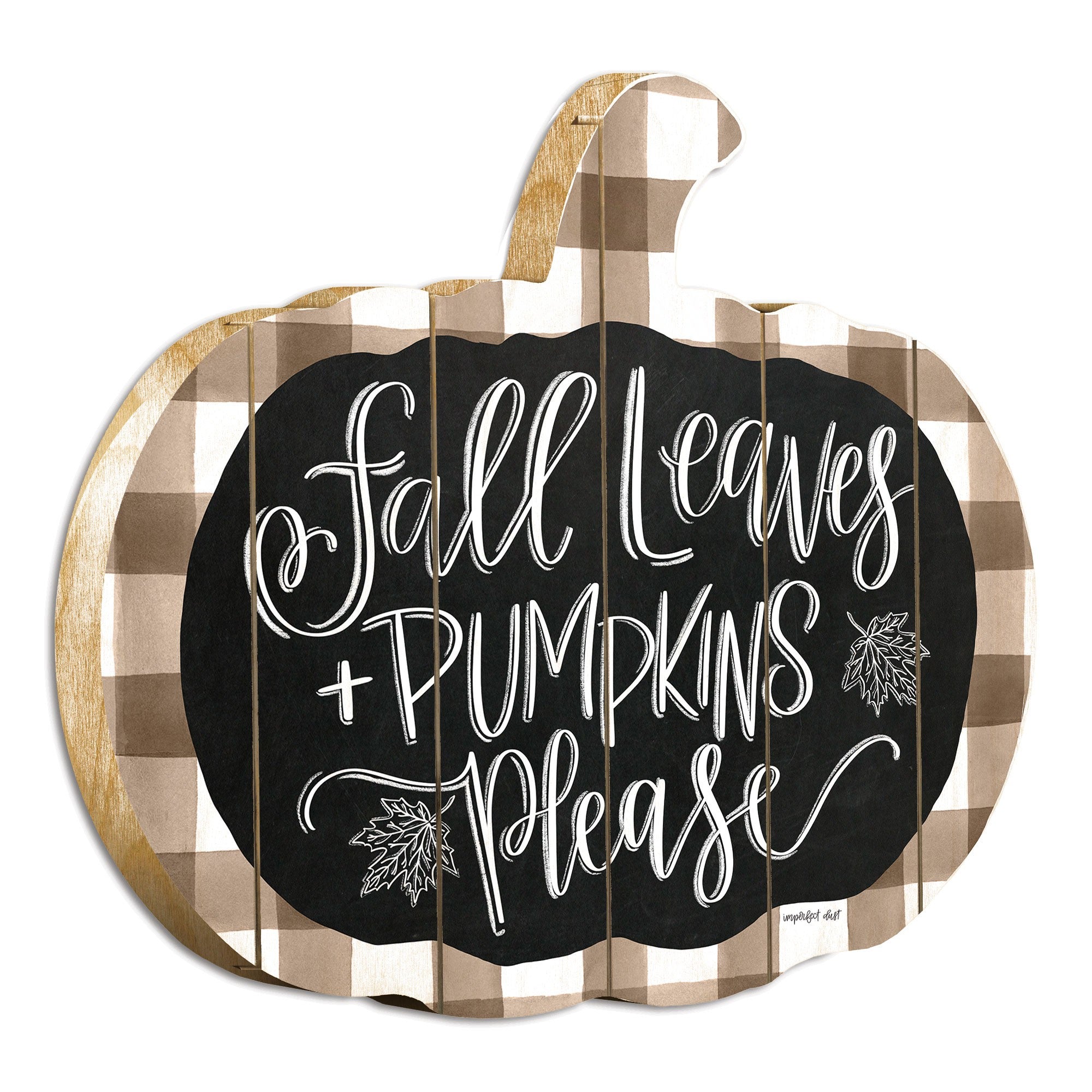 15" X 17" Brown And White Fall Leaves and Pumpkins Please Hanging Dimensional Sculpture - Home Decor