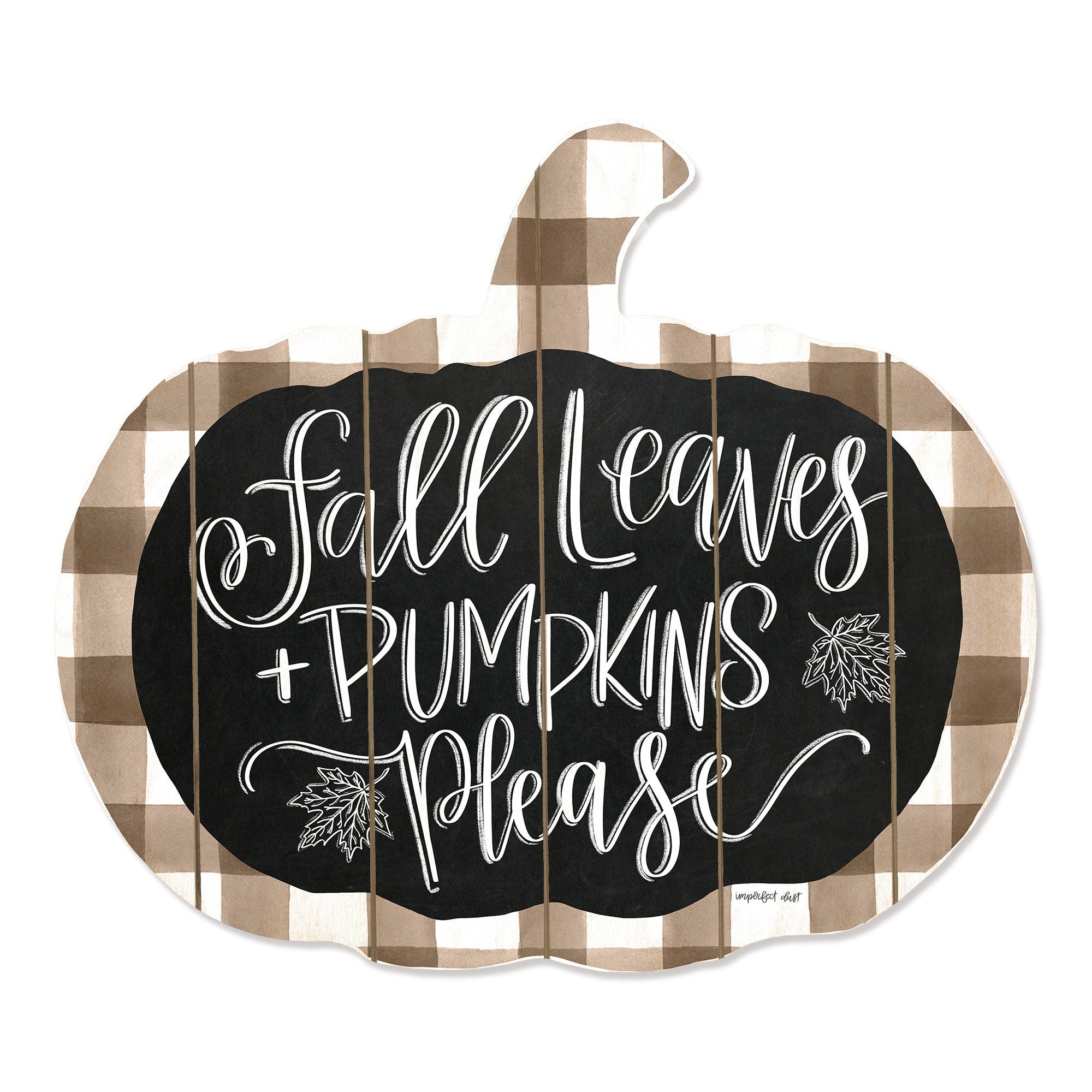 15" X 17" Brown And White Fall Leaves and Pumpkins Please Hanging Dimensional Sculpture - Home Decor