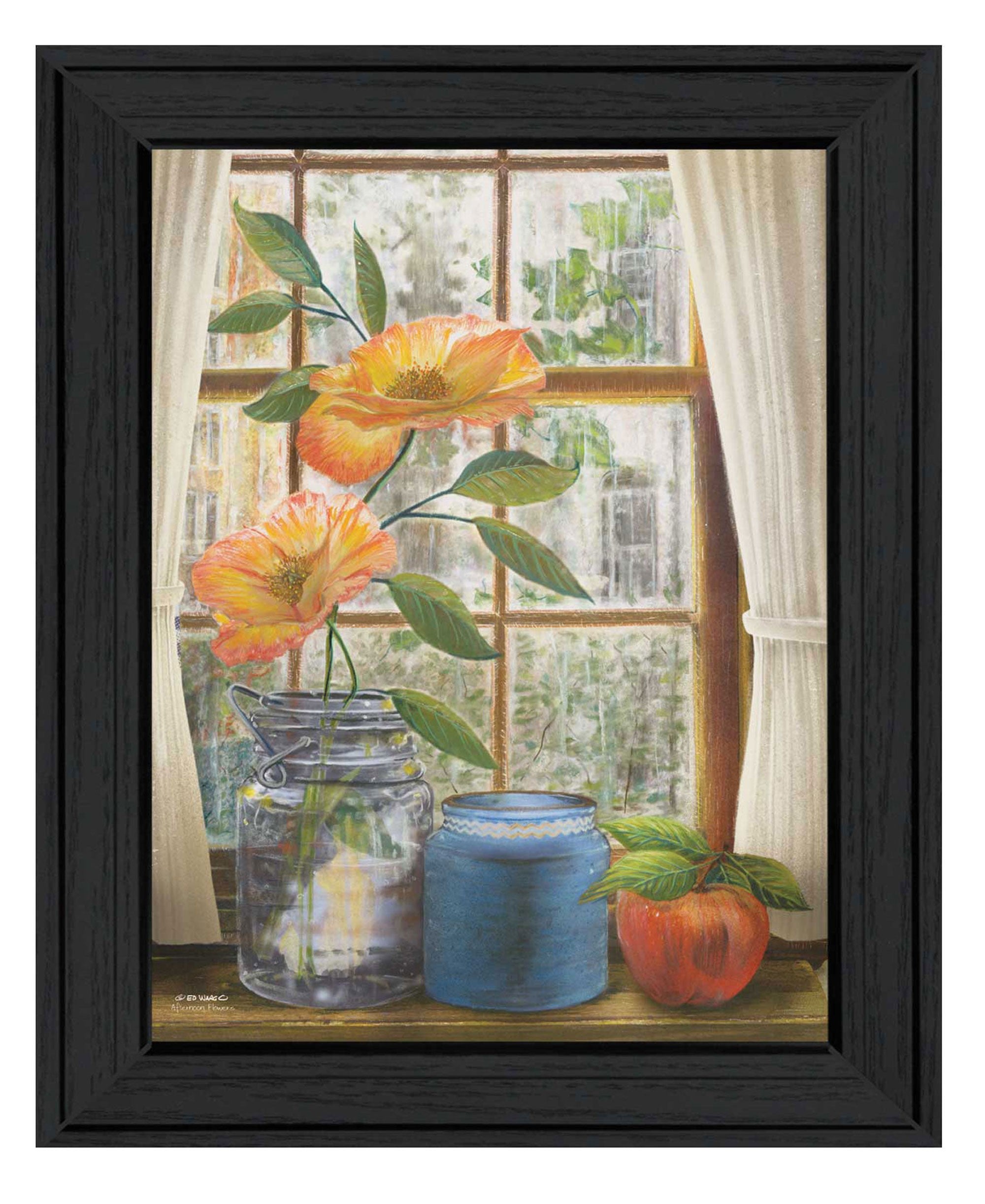 Afternoon Flower Black Framed Print Wall Art - Home Decor