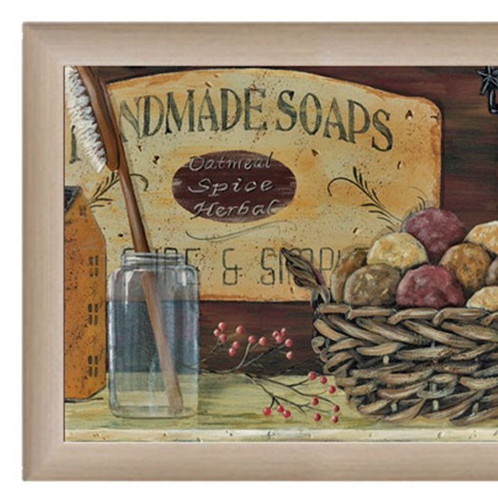 Country Bath Shelf 5 Brown Framed Print Bathroom Wall Art - Home Decor