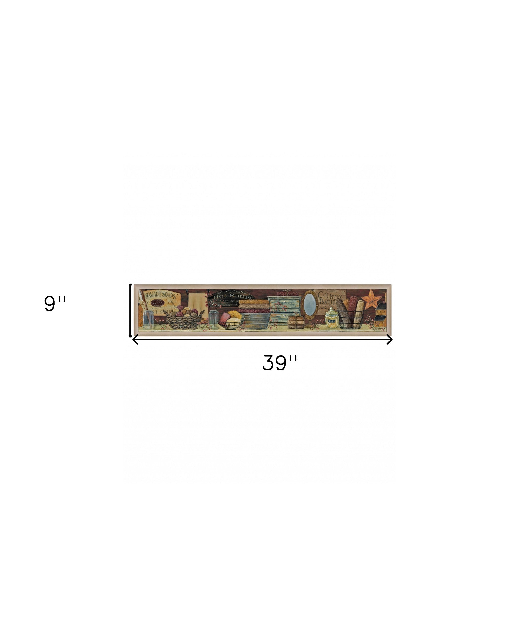 Country Bath Shelf 5 Brown Framed Print Bathroom Wall Art - Home Decor