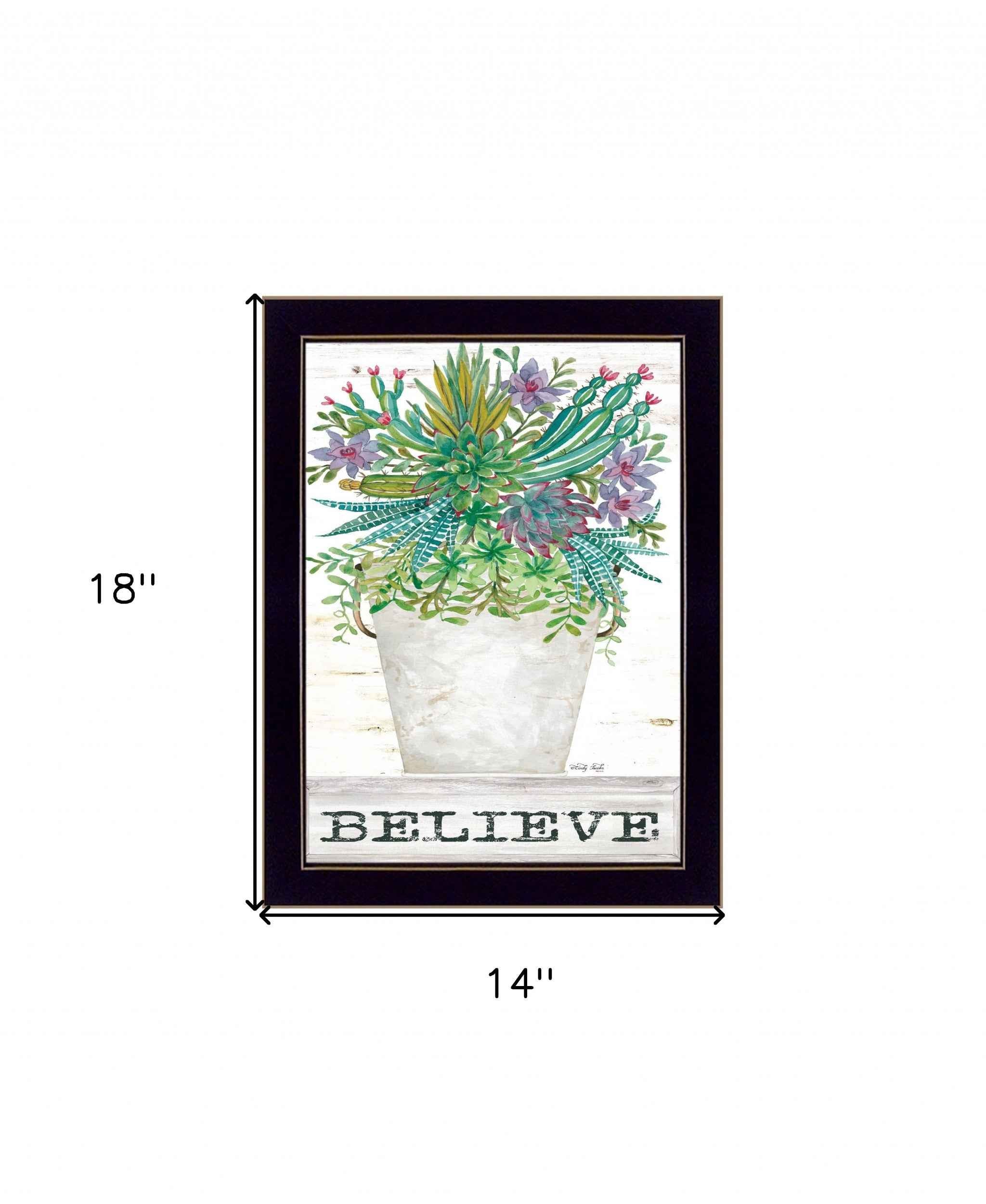 Believe Colorful Succulents Black Framed Print Wall Art