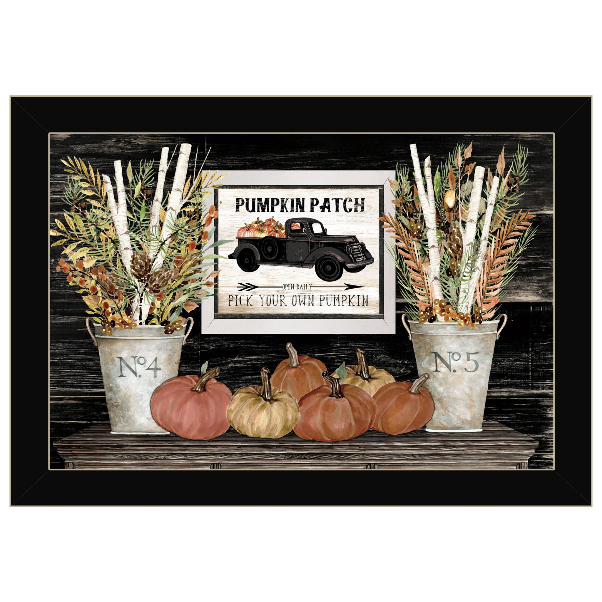 Pumpkin Patch Still Life 1 Black Framed Print Wall Art - Home Decor