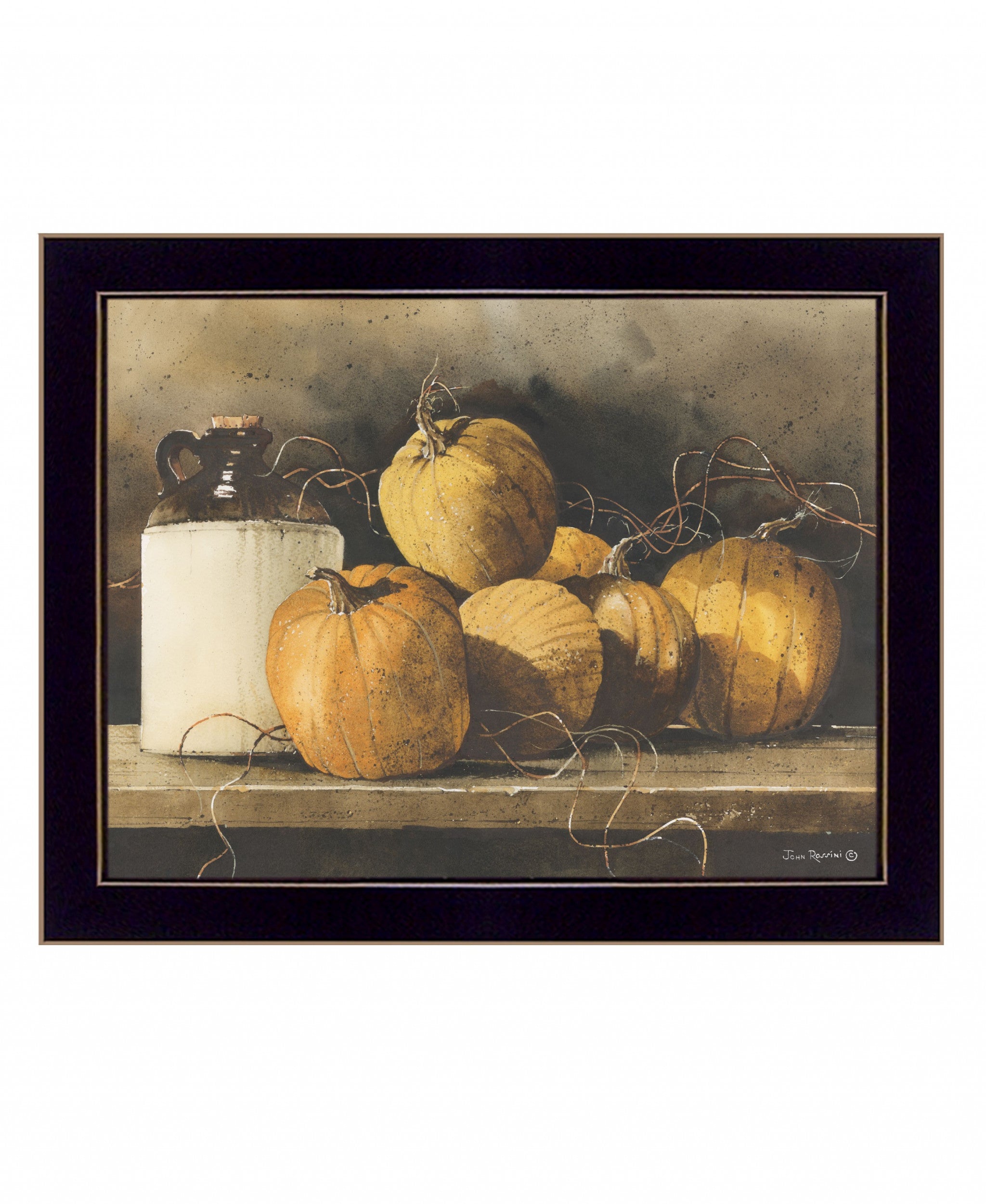 Jugs and Pumpkins 2 Black Framed Print Wall Art - Home Decor