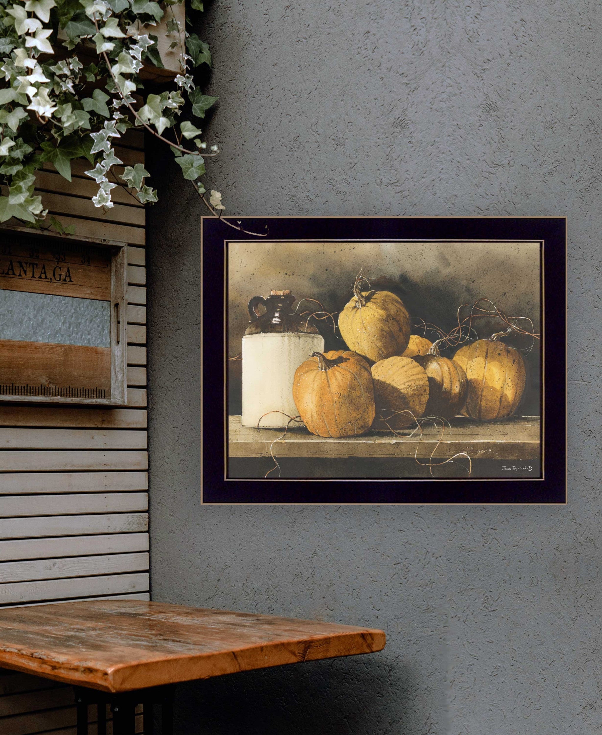 Jugs and Pumpkins 2 Black Framed Print Wall Art - Home Decor