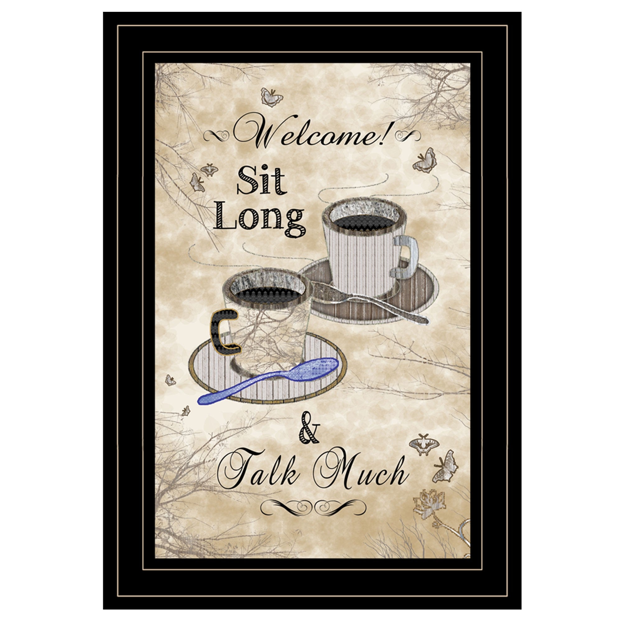 Sit Long Talk Much 4 Black Framed Print Kitchen Wall Art - Home Decor