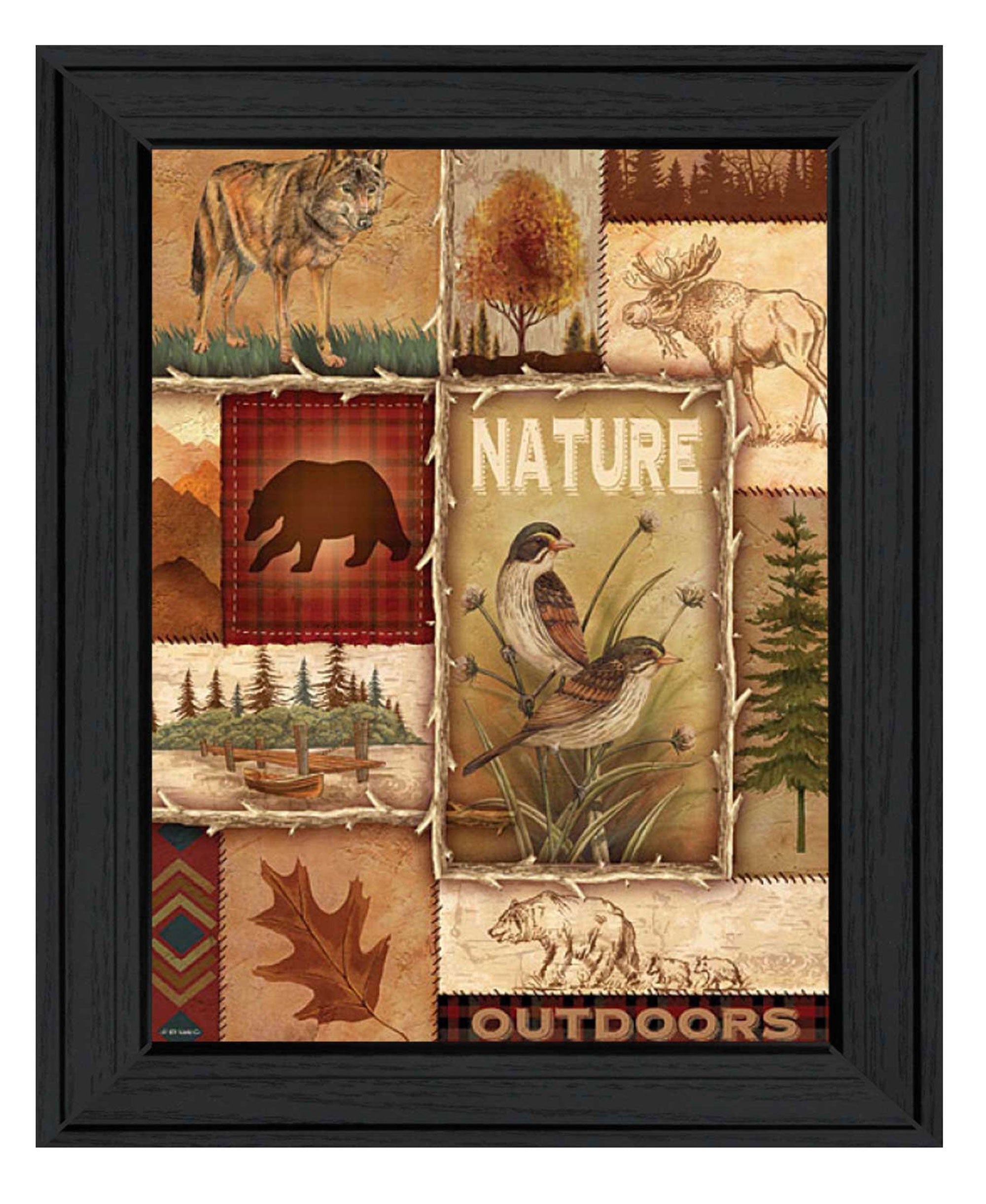 Lodge Collage II Black Framed Print Wall Art - Home Decor