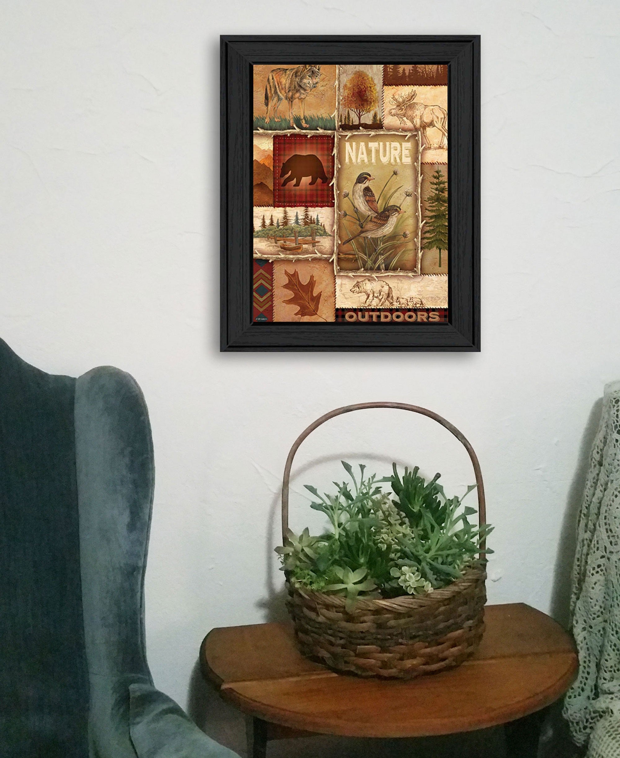 Lodge Collage II Black Framed Print Wall Art - Home Decor
