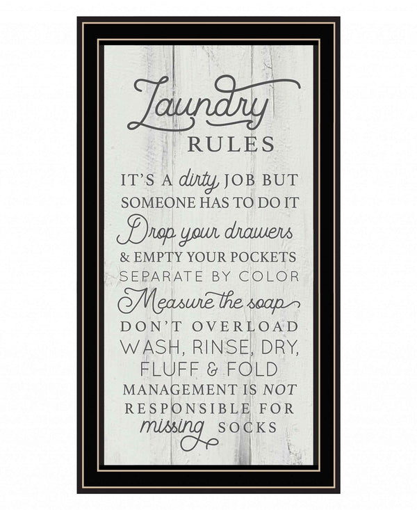 Laundry Rules 1 Black Framed Print Wall Art