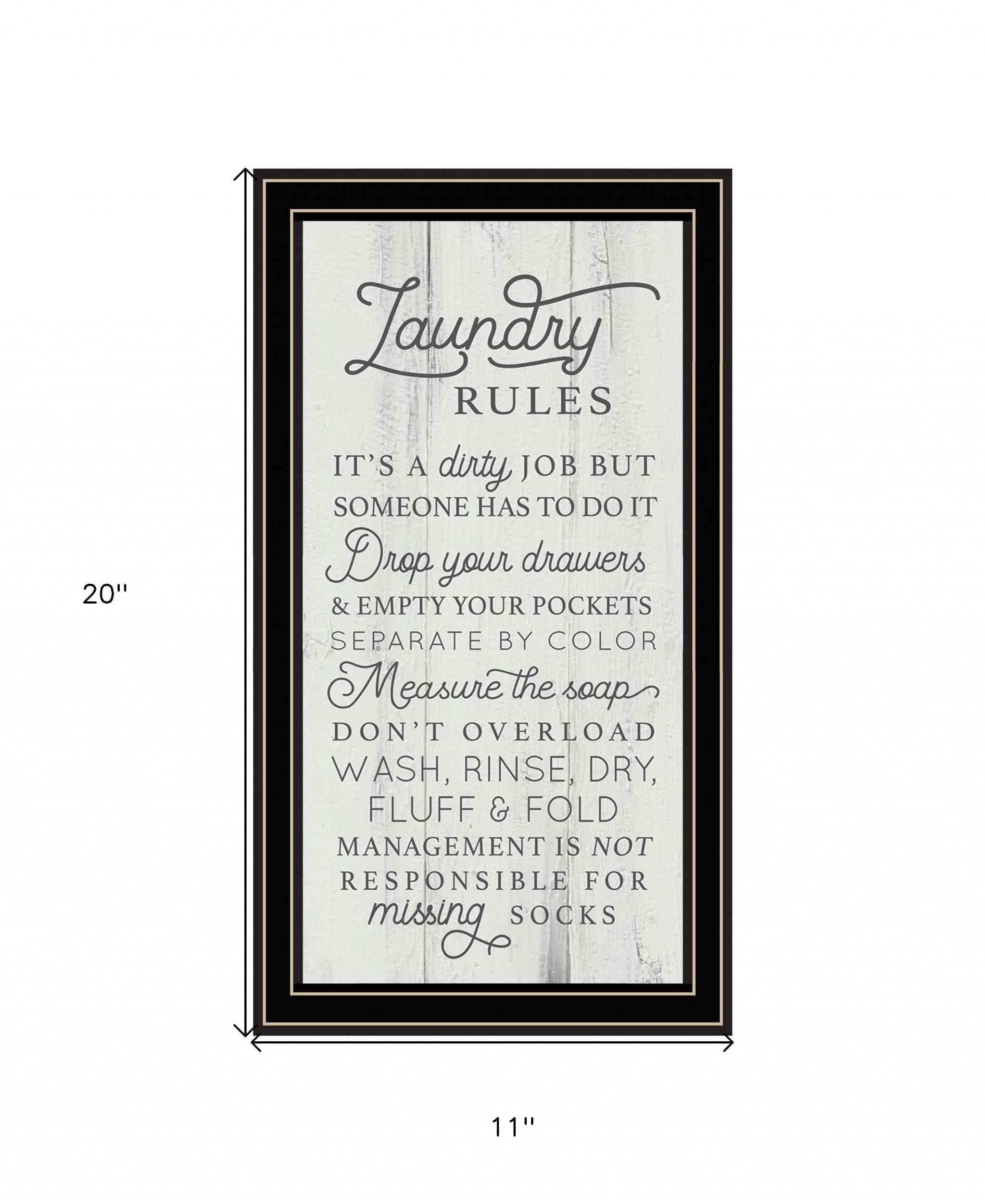 Laundry Rules 1 Black Framed Print Wall Art