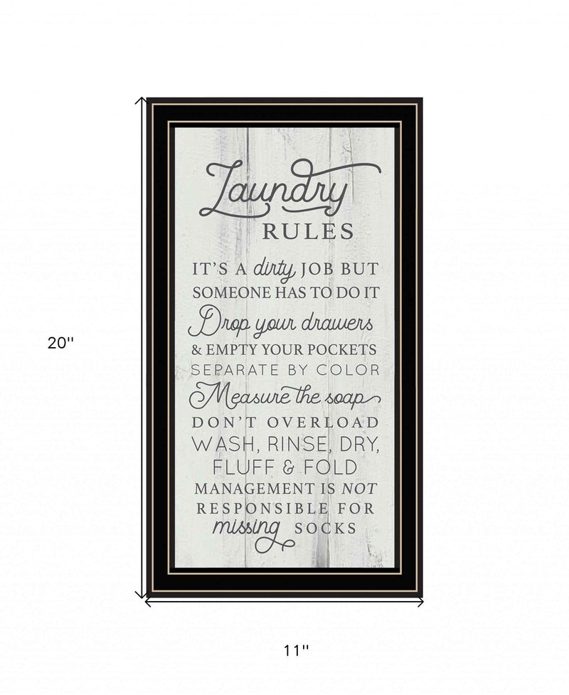 Laundry Rules 1 Black Framed Print Wall Art