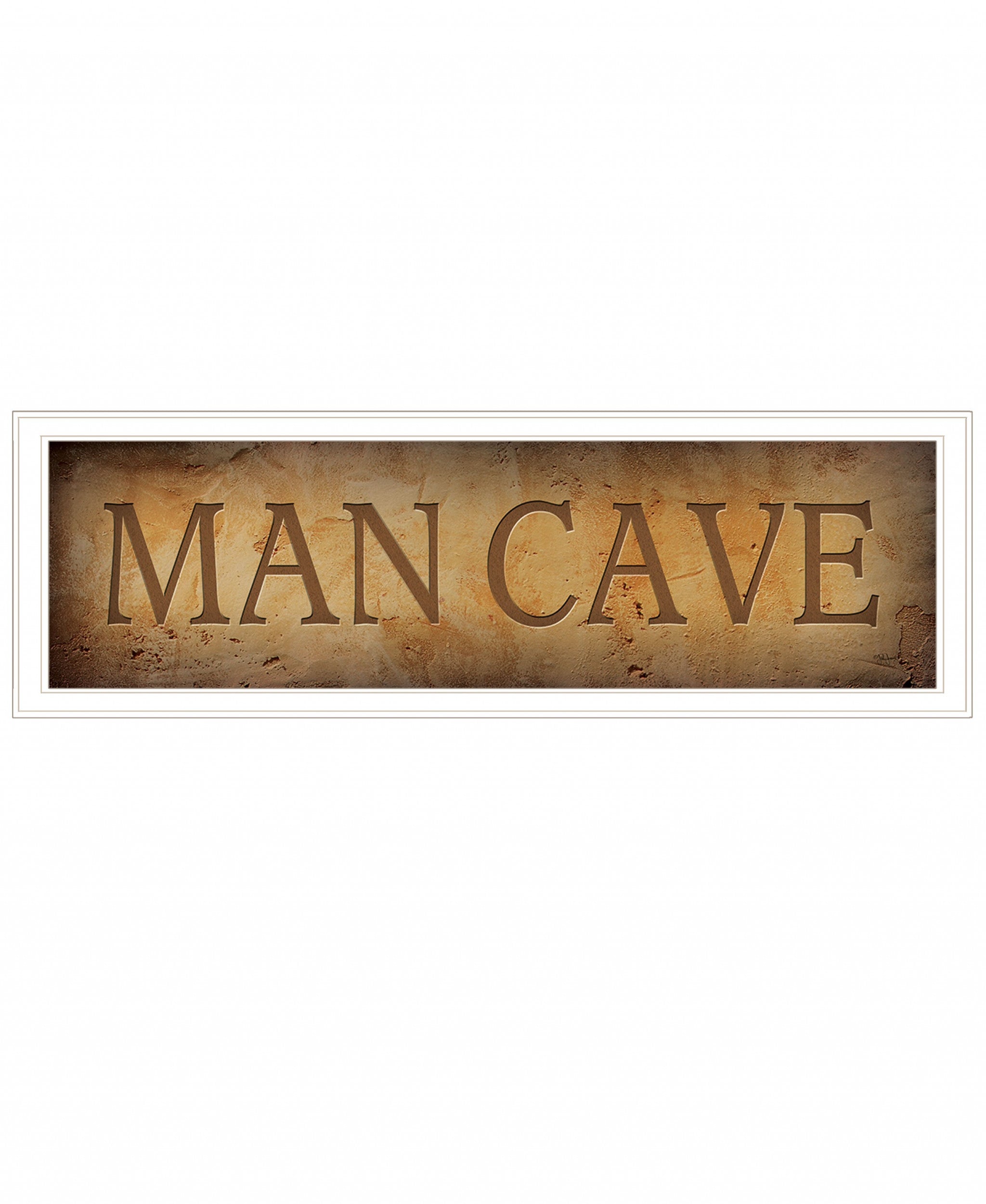 11" x 33" Man Cave White Framed Print Wall Art - Home Decor