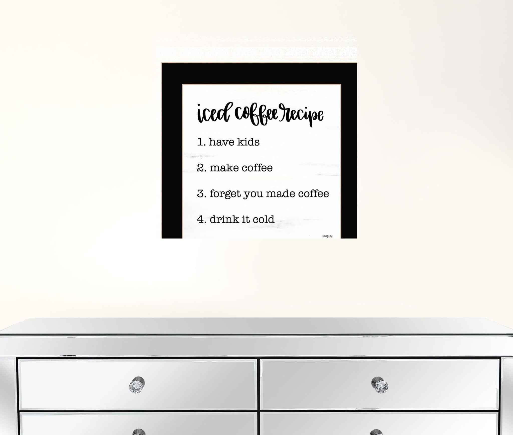 Iced Coffee Recipe Black Framed Print Wall Art