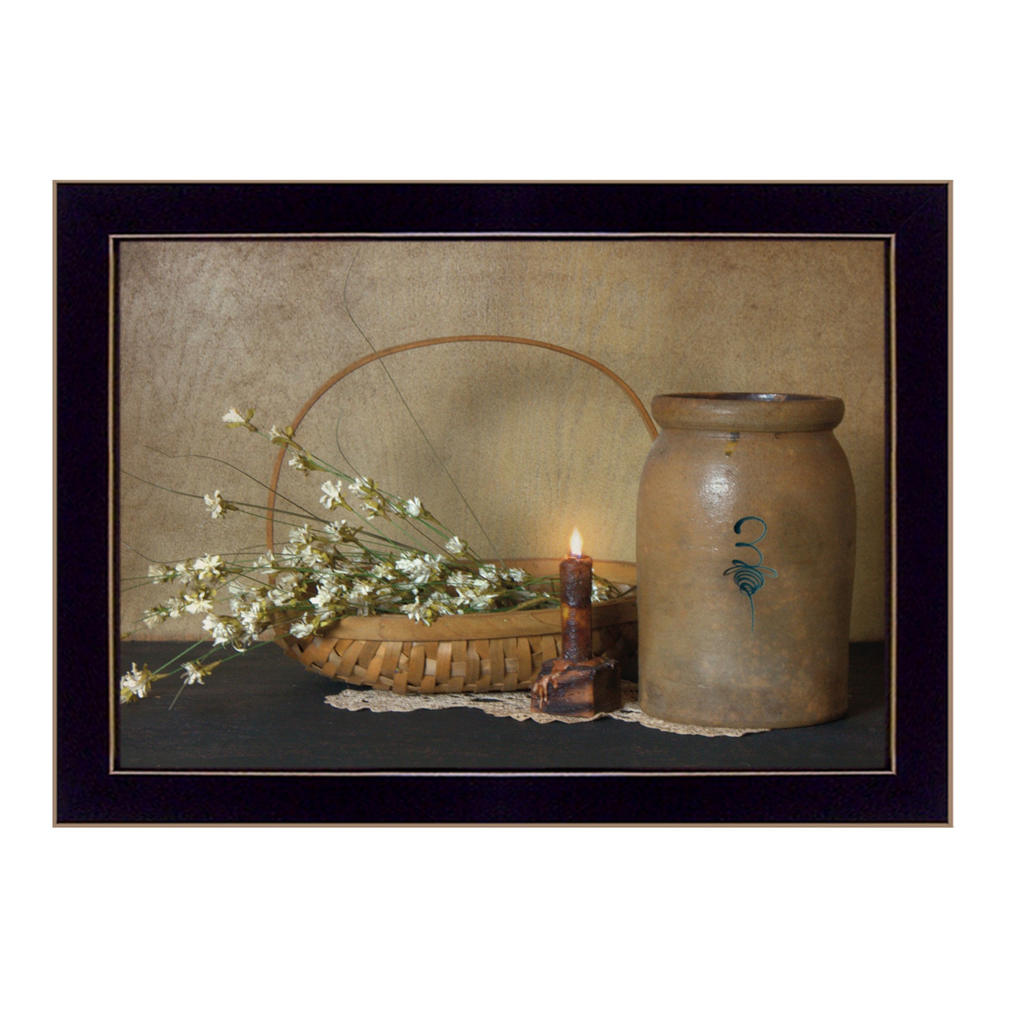 Basket of Flowers 3 Black Framed Print Wall Art - Home Decor