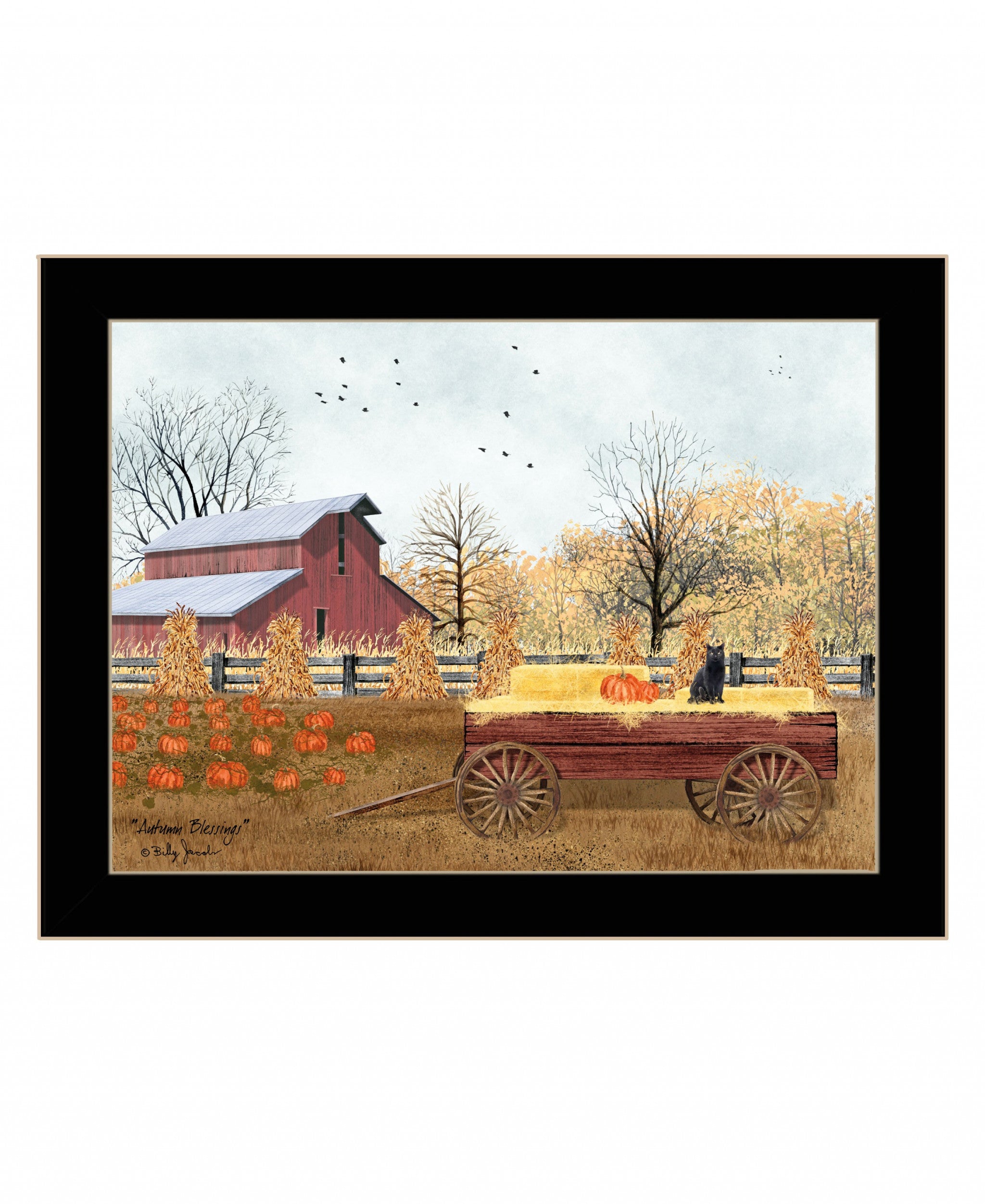 Autumn Blessings 3 Black Framed Print Wall Art - Home Decor