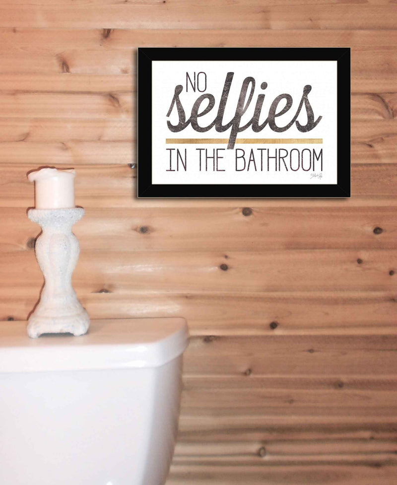 No Selfies In The Bathroom 4 Black Framed Print Wall Art