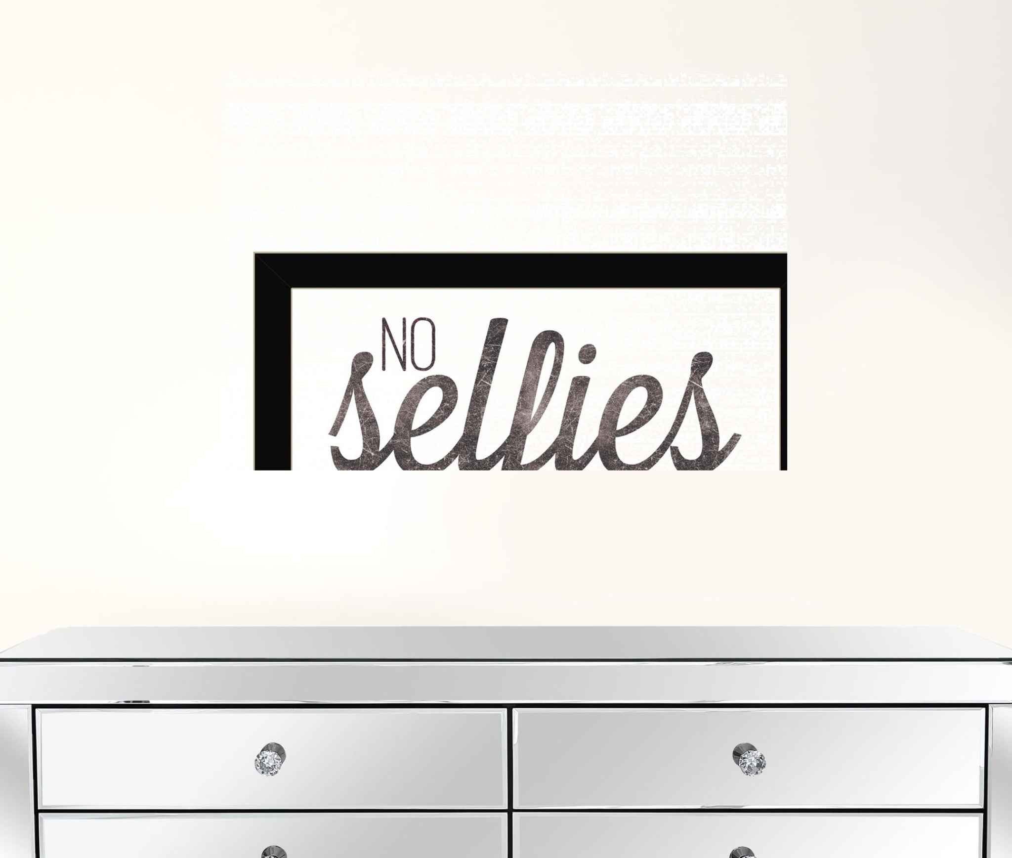 No Selfies In The Bathroom 4 Black Framed Print Wall Art