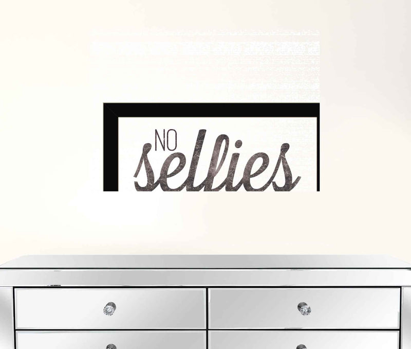 No Selfies In The Bathroom 4 Black Framed Print Wall Art