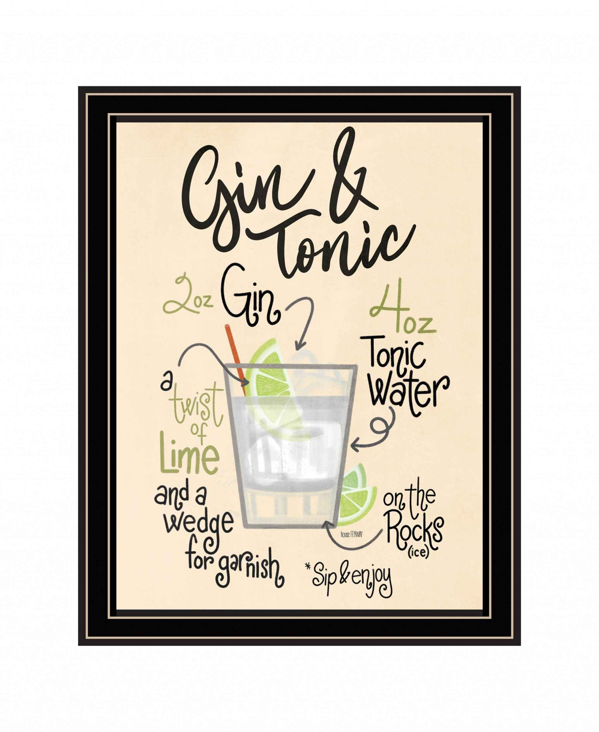 Gin and Tonic Black Framed Print Wall Art
