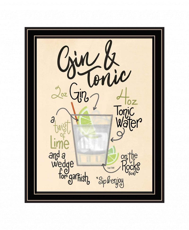 Gin and Tonic Black Framed Print Wall Art