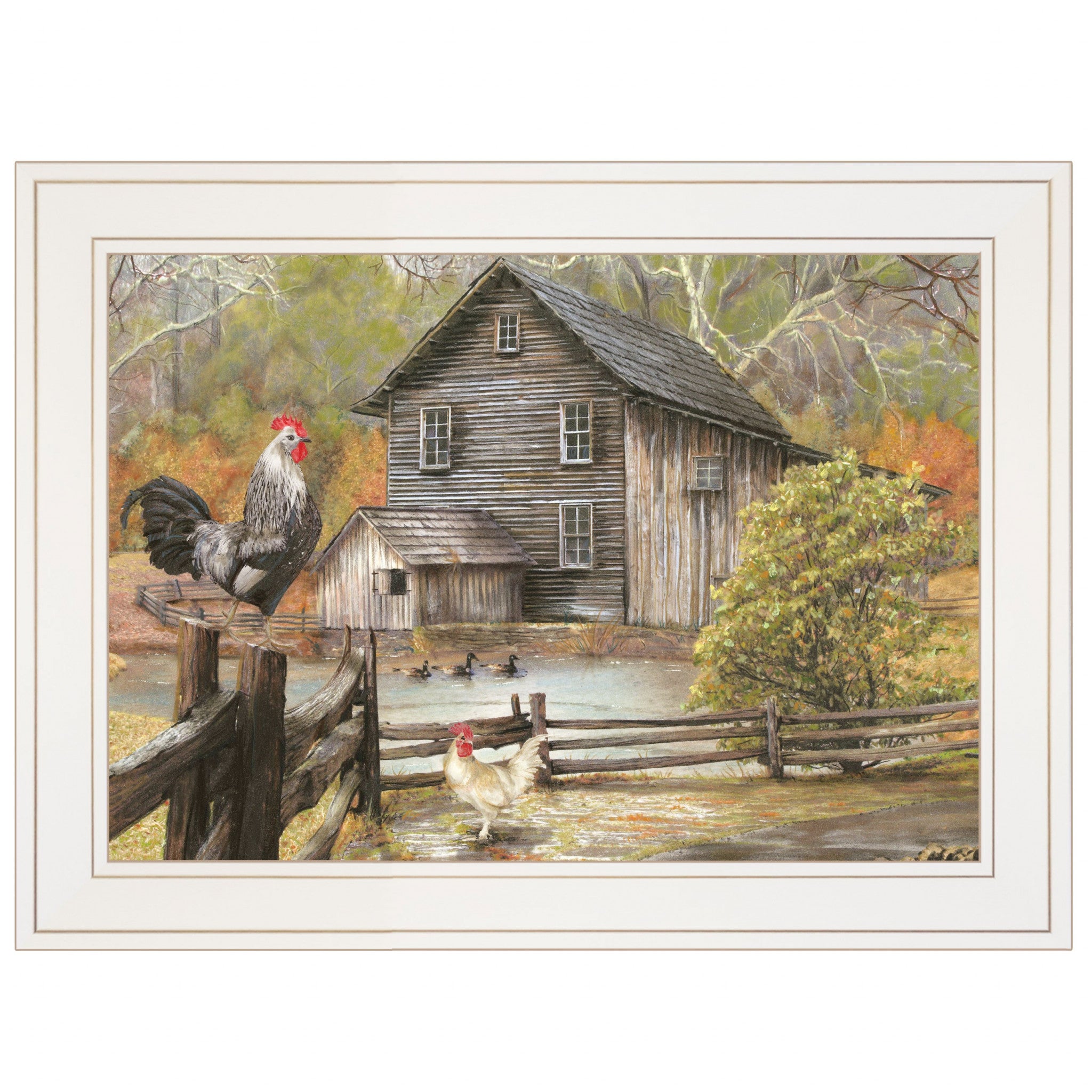 Down on the Farm I White Framed Print Wall Art - Home Decor
