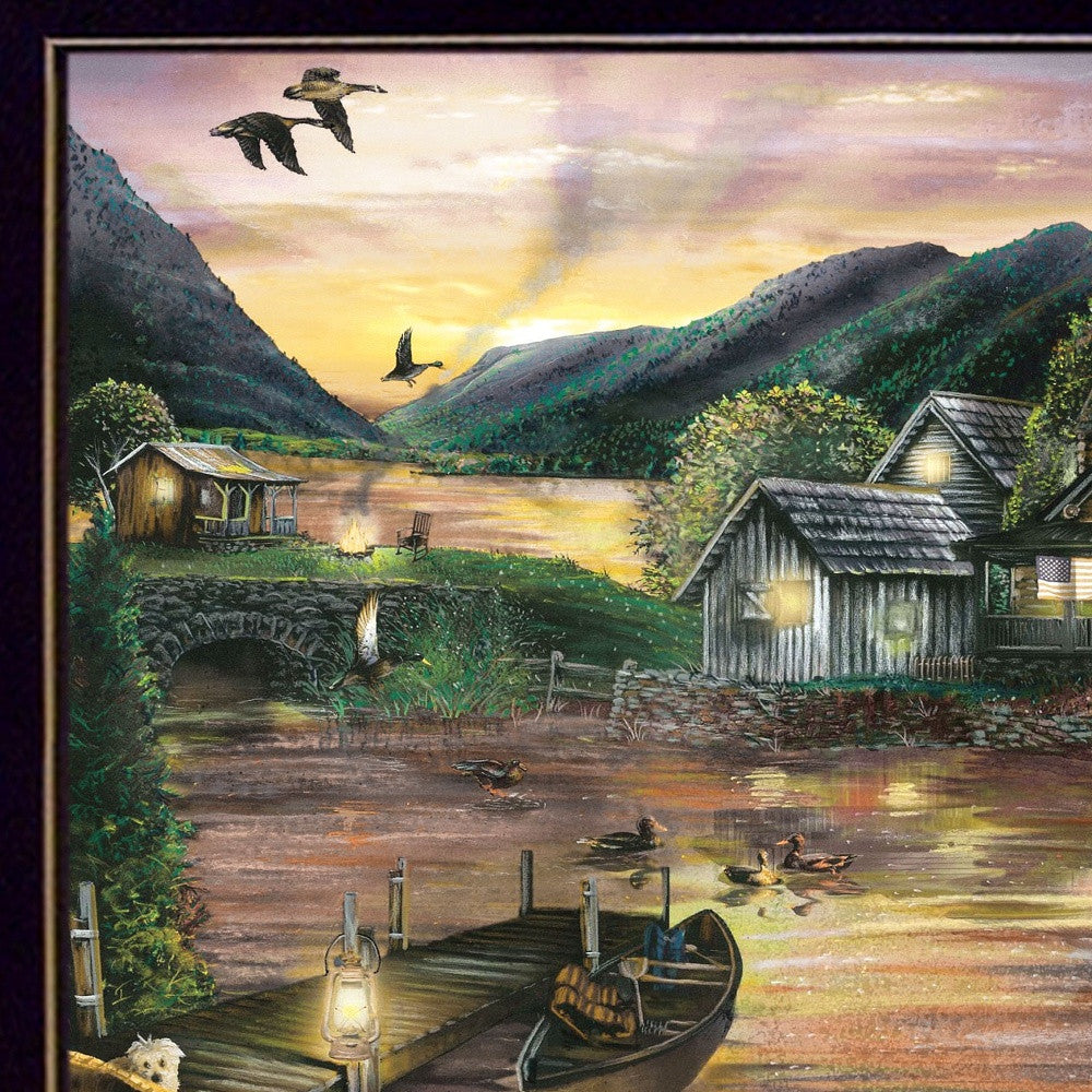 Lakefront Camping II 1 Black Framed Print Wall Art - Home Decor