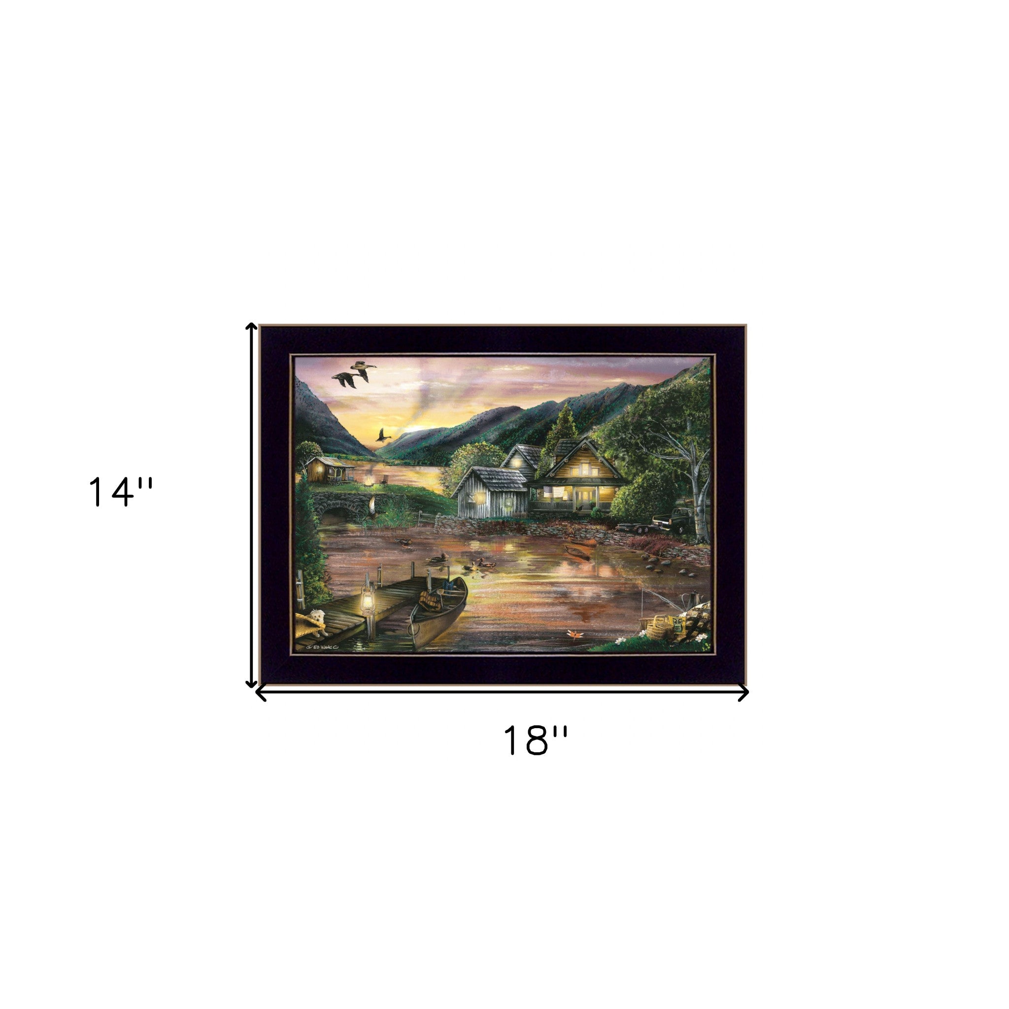 Lakefront Camping II 1 Black Framed Print Wall Art - Home Decor