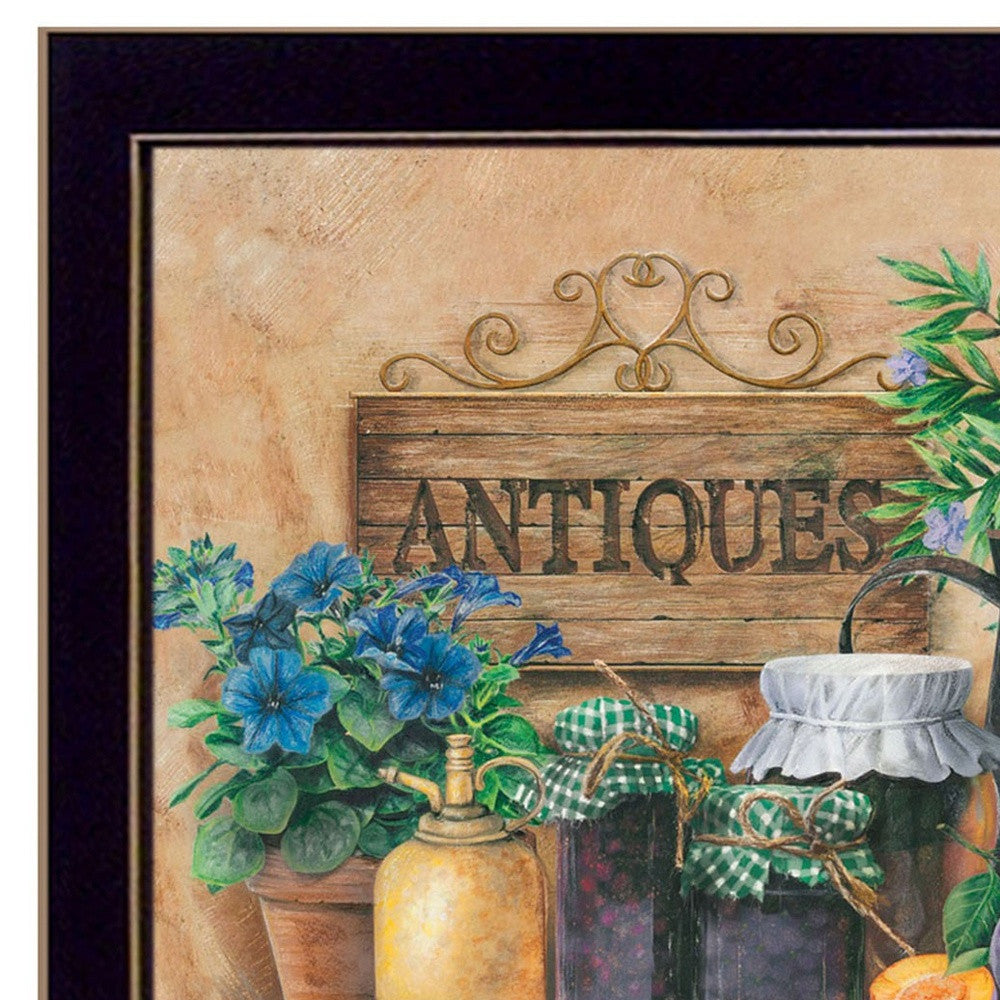 Antiques and Herbs Black Framed Print Kitchen Wall Art - Home Decor