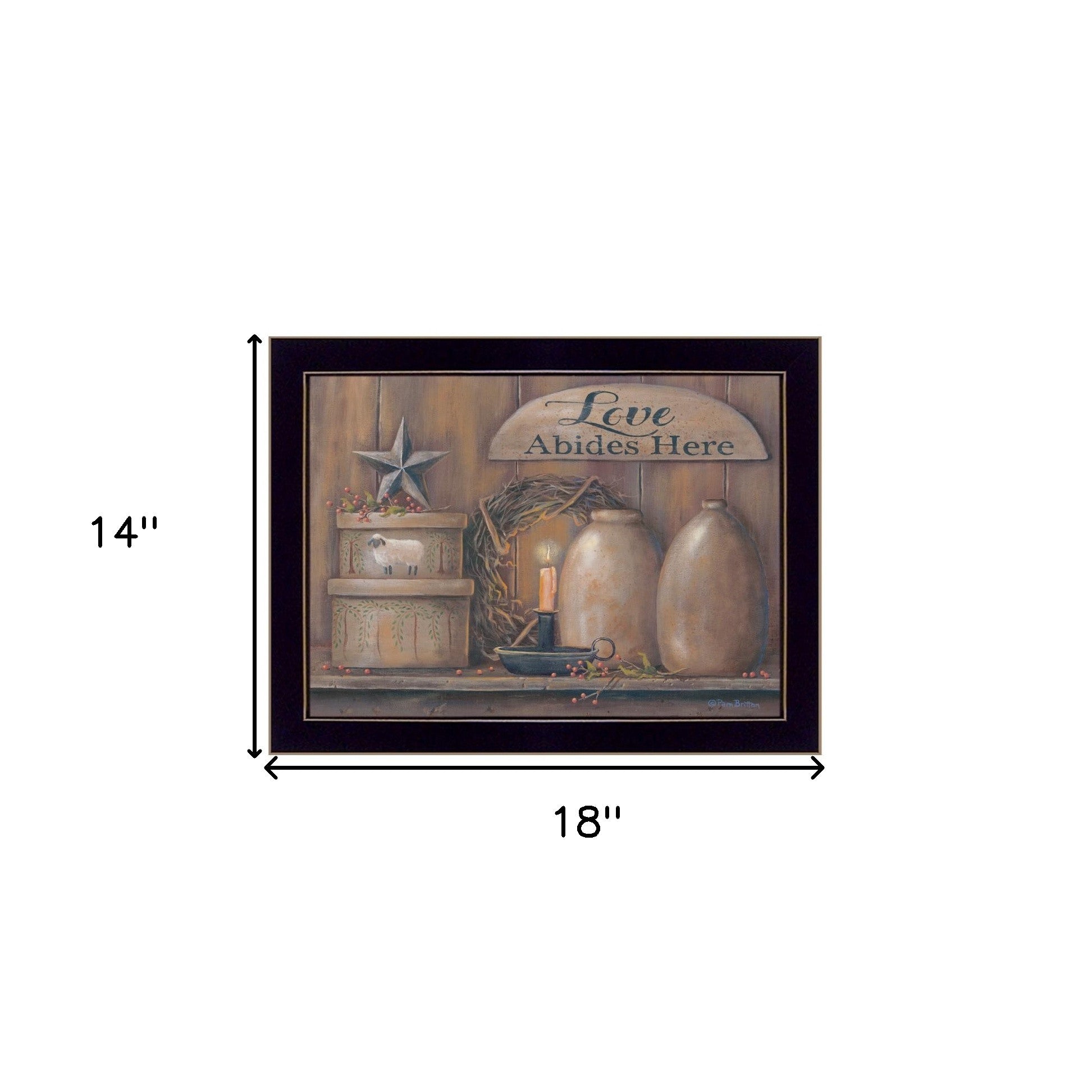 Love Abides Here Shelf 1 Black Framed Print Wall Art - Home Decor